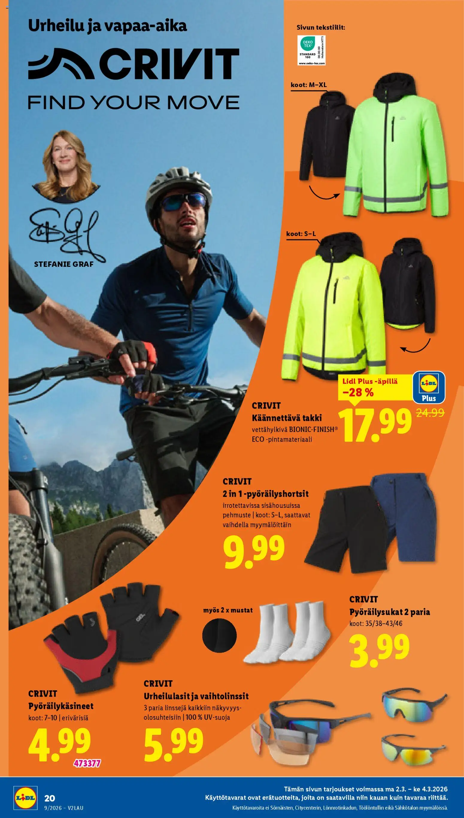 Lidl tarjoukset – voimassa 26.02.2026 alkaen | Sivu: 26 | Tuotteet: Urheilulasit, Takki