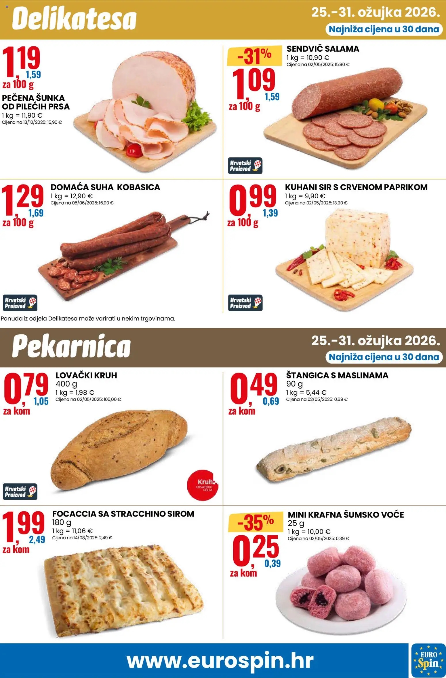 Eurospin katalog | vrijedi od 25.03.2026 | Stranica: 13 | Proizvodi: Salama, Šunka, Voće, Kobasica