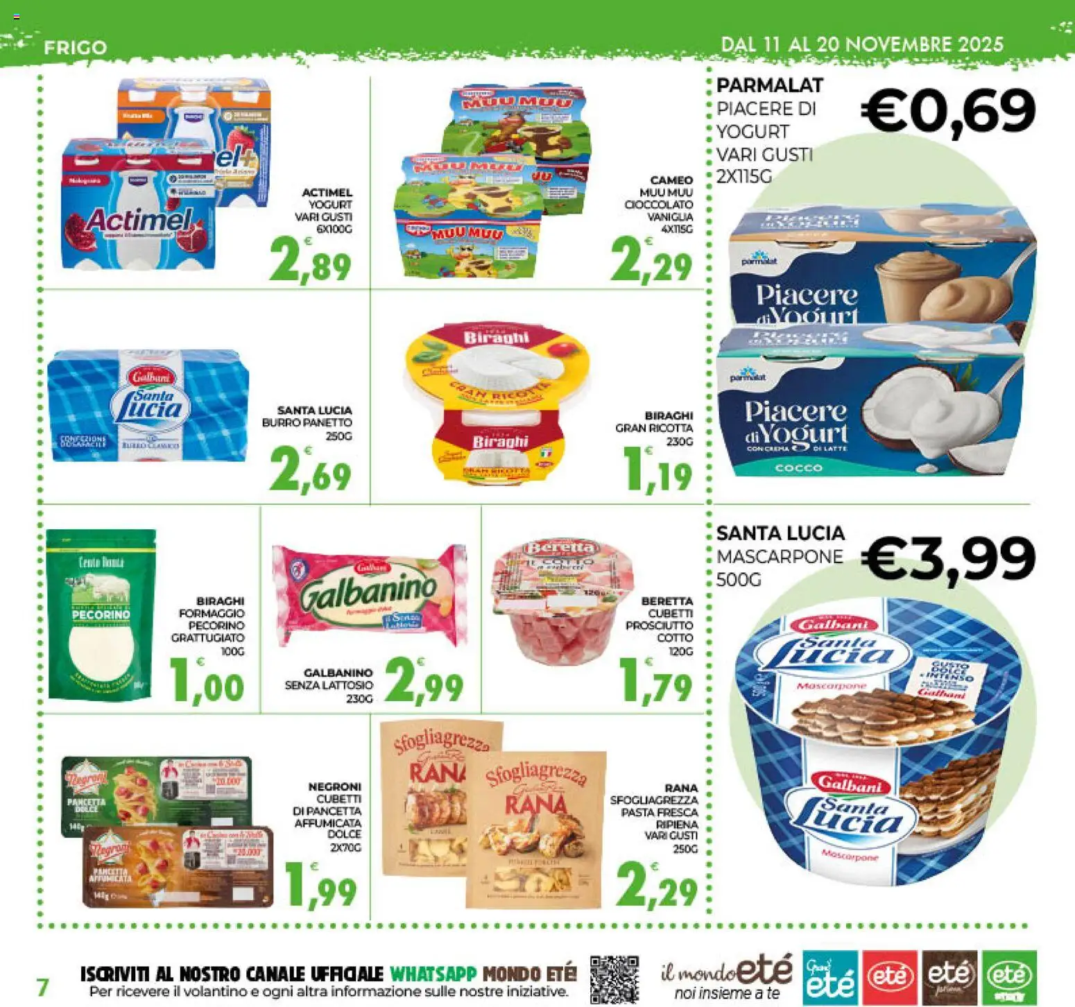 Volantino Eté del 11.11.2025 | Pagina: 7 | Prodotti: Yogurt, Pasta, Ricotta, Pecorino