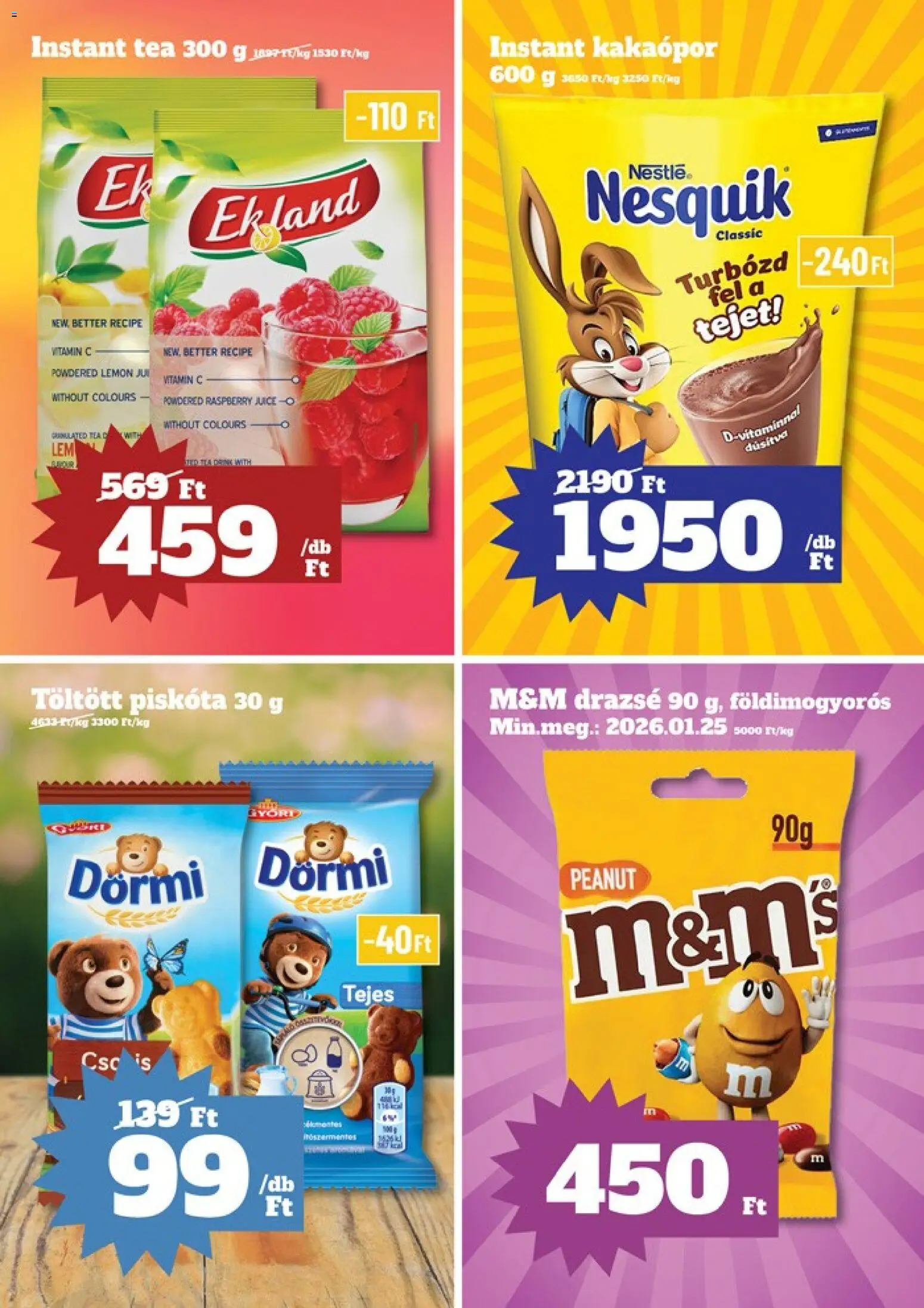 Family Diszkont akciós ujság - amely érvényes a következő dátumtól: 03.01.2026 | Oldal: 8 | Termékek: Piskóta, Drazsé, Nesquik, Tea