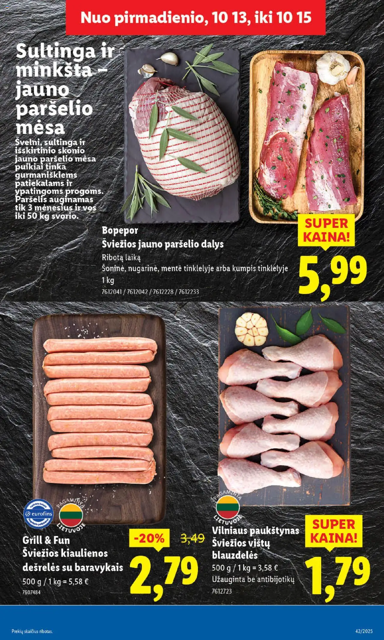 LIDL akcijos nuo 16.10.2025 | Puslapis: 21 | Prekių: Kiaulienos, Dešrelės, Kumpis