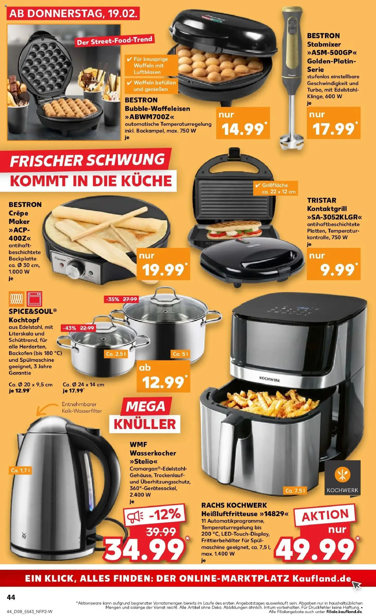 Kaufland prospekt Osnabrück	 – gültig ab 22.02.2026 | Seite: 44 | Produkte: Grill, Wasserkocher, Backofen, Heißluftfritteuse