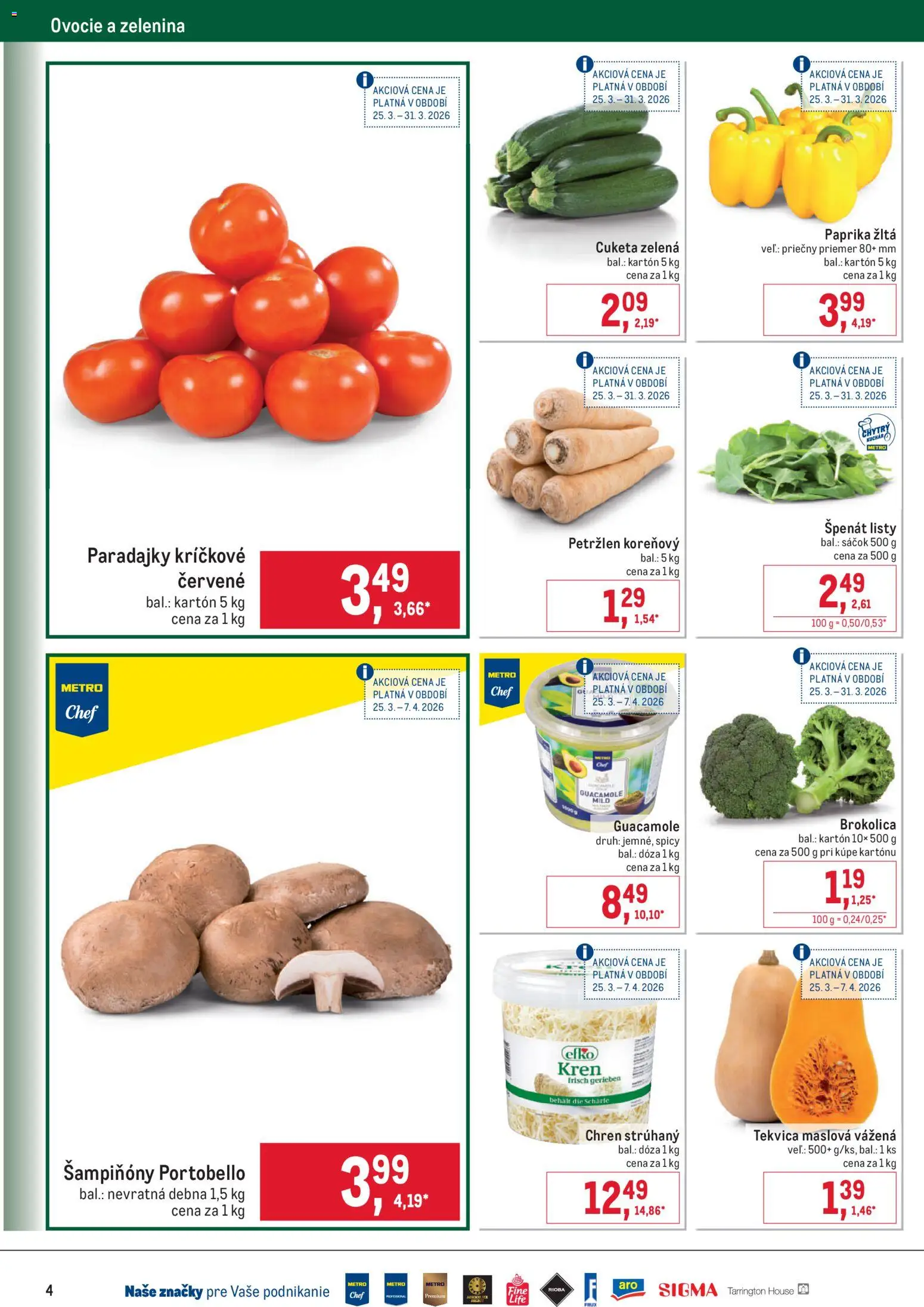 Nové Metro akcie – leták je platný od 25.03.2026 | Strana: 4 | Produkty: Paprika, Paradajky, Brokolica, Petržlen