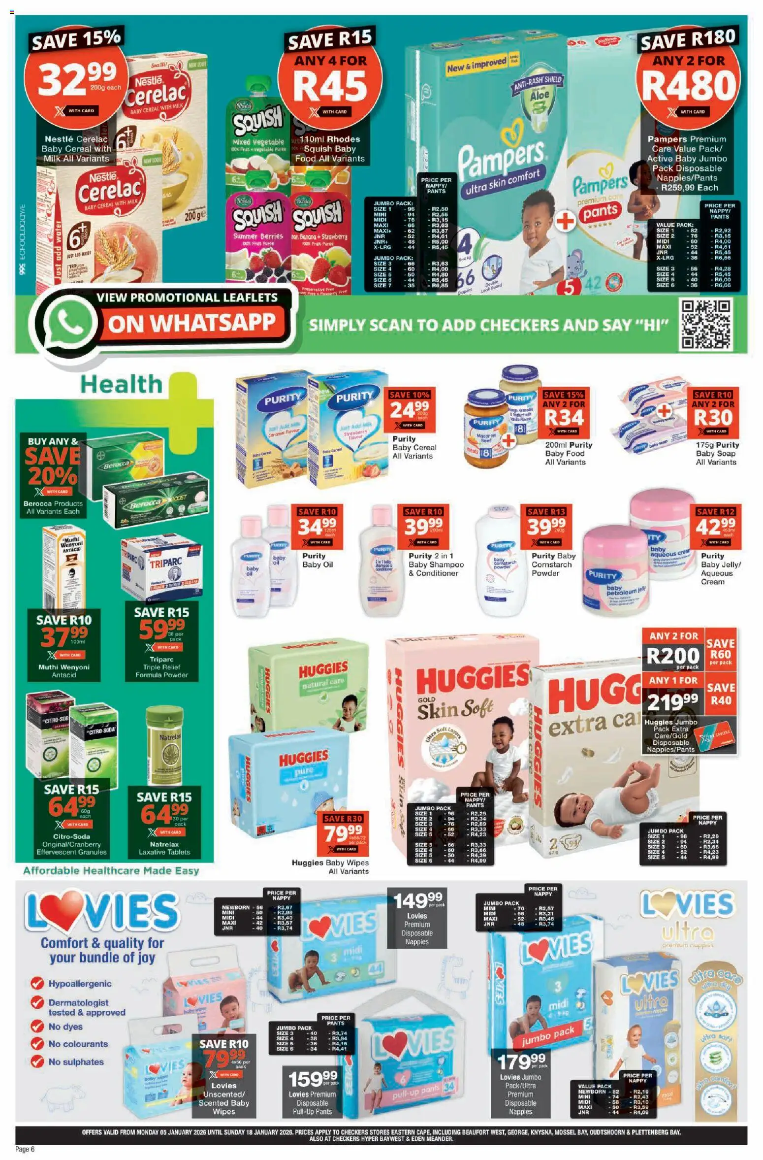 New Checkers catalogue – valid from 05.01.2026 | Page: 6 | Products: Pants, Milk, Oil, Powder