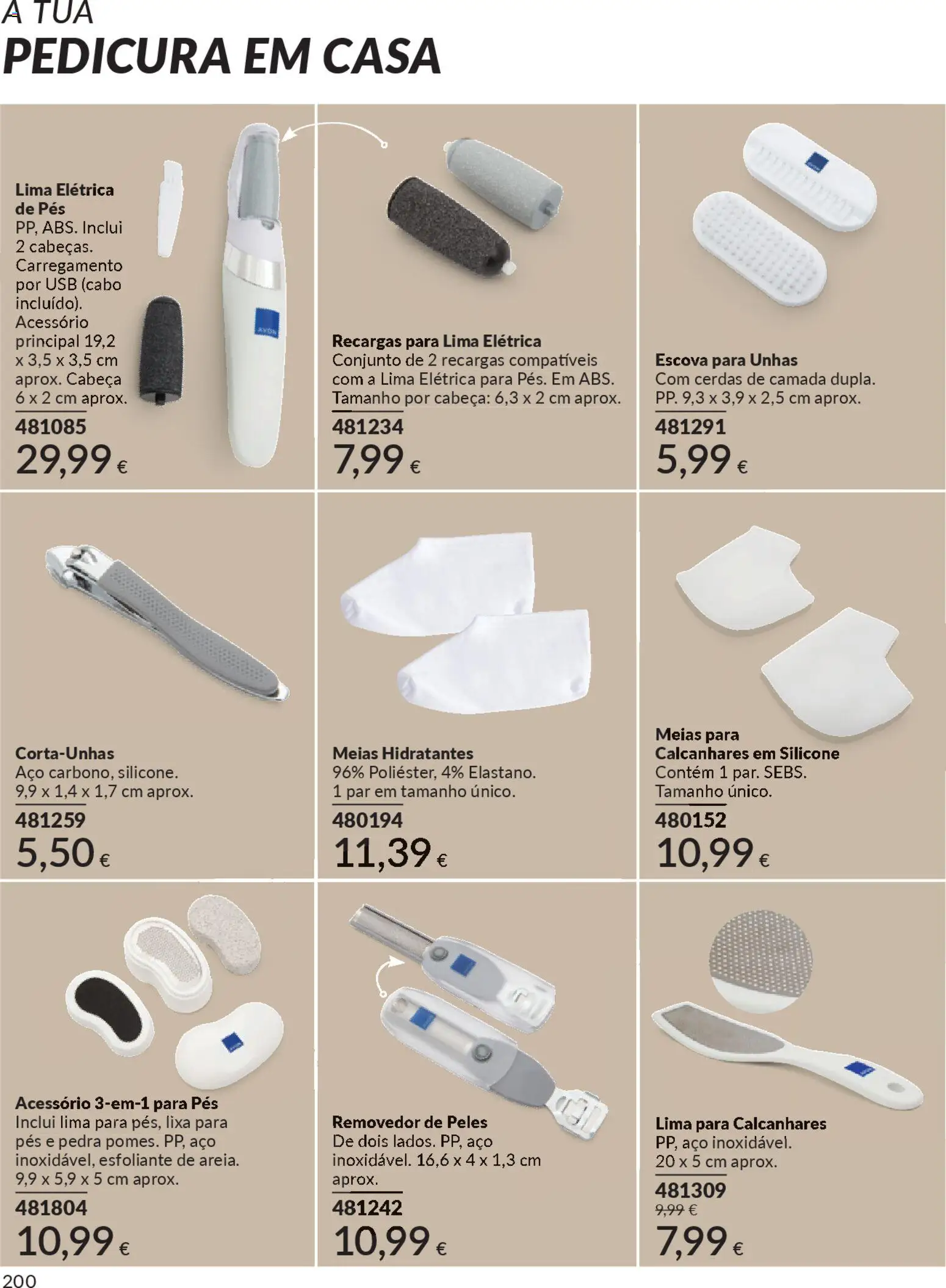 Catálogo Avon Campanha 12 │ válido de 01.12.2025 | Página: 200 | Produtos: Lixa, USB, Corta-unhas, Meias