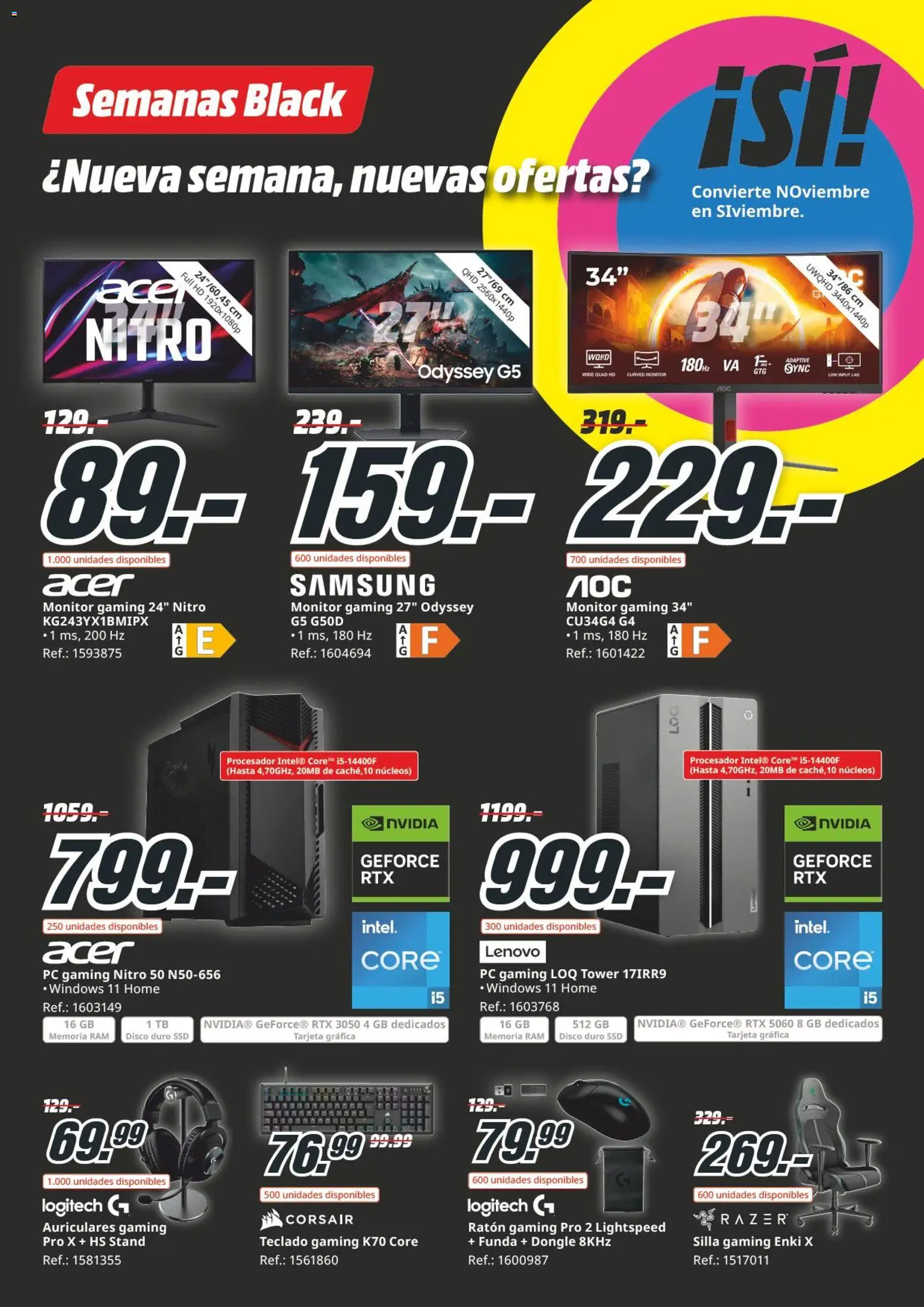 Media Markt Black Friday │ válido desde el 12.11.2025 | Página: 28 | Productos: Ratón gaming, Teclado gaming, Monitor, Auriculares