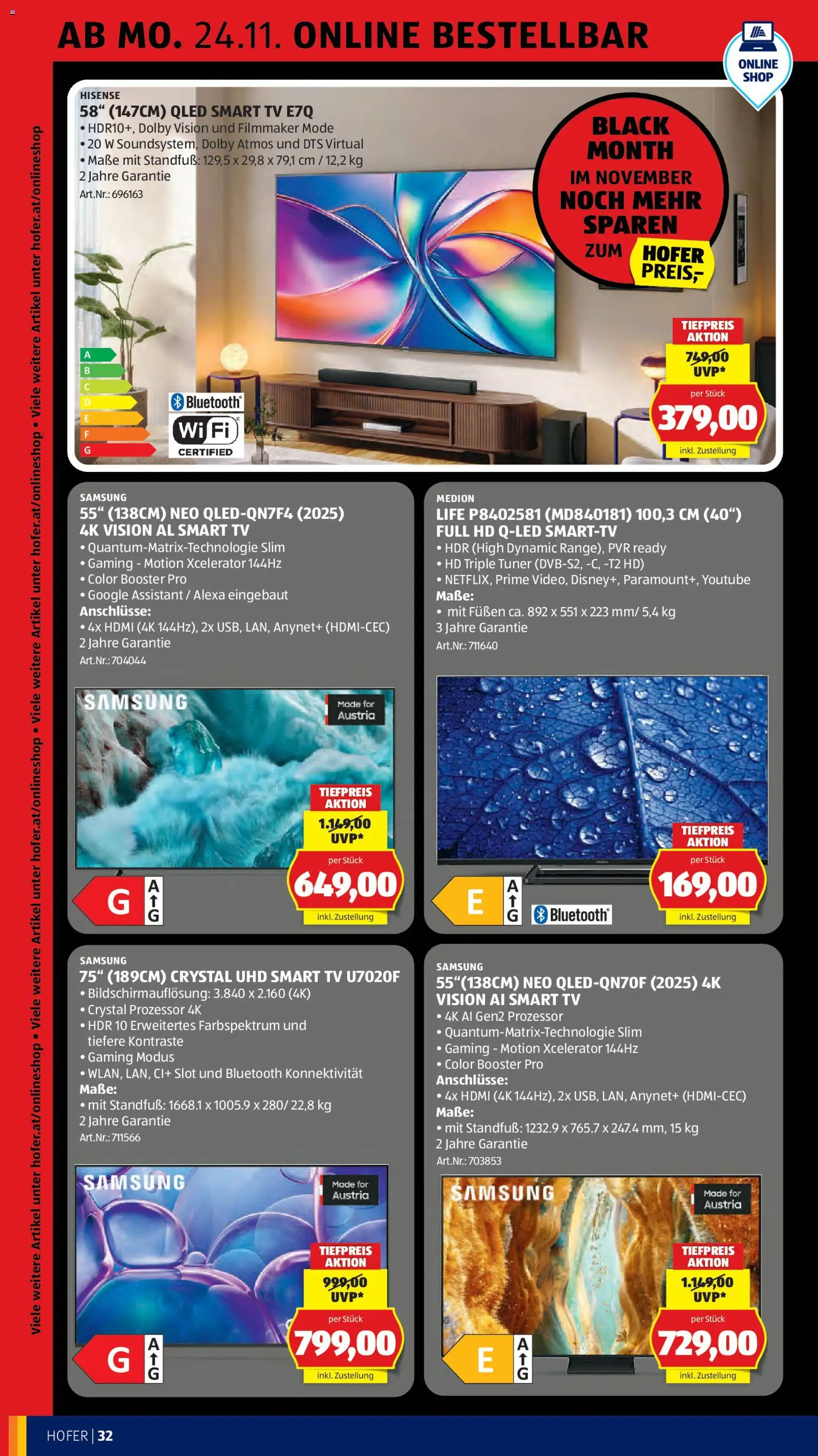 Hofer - Black Friday gültig ab 21.11.2025 | Seite: 46 | Produkte: TV, Samsung