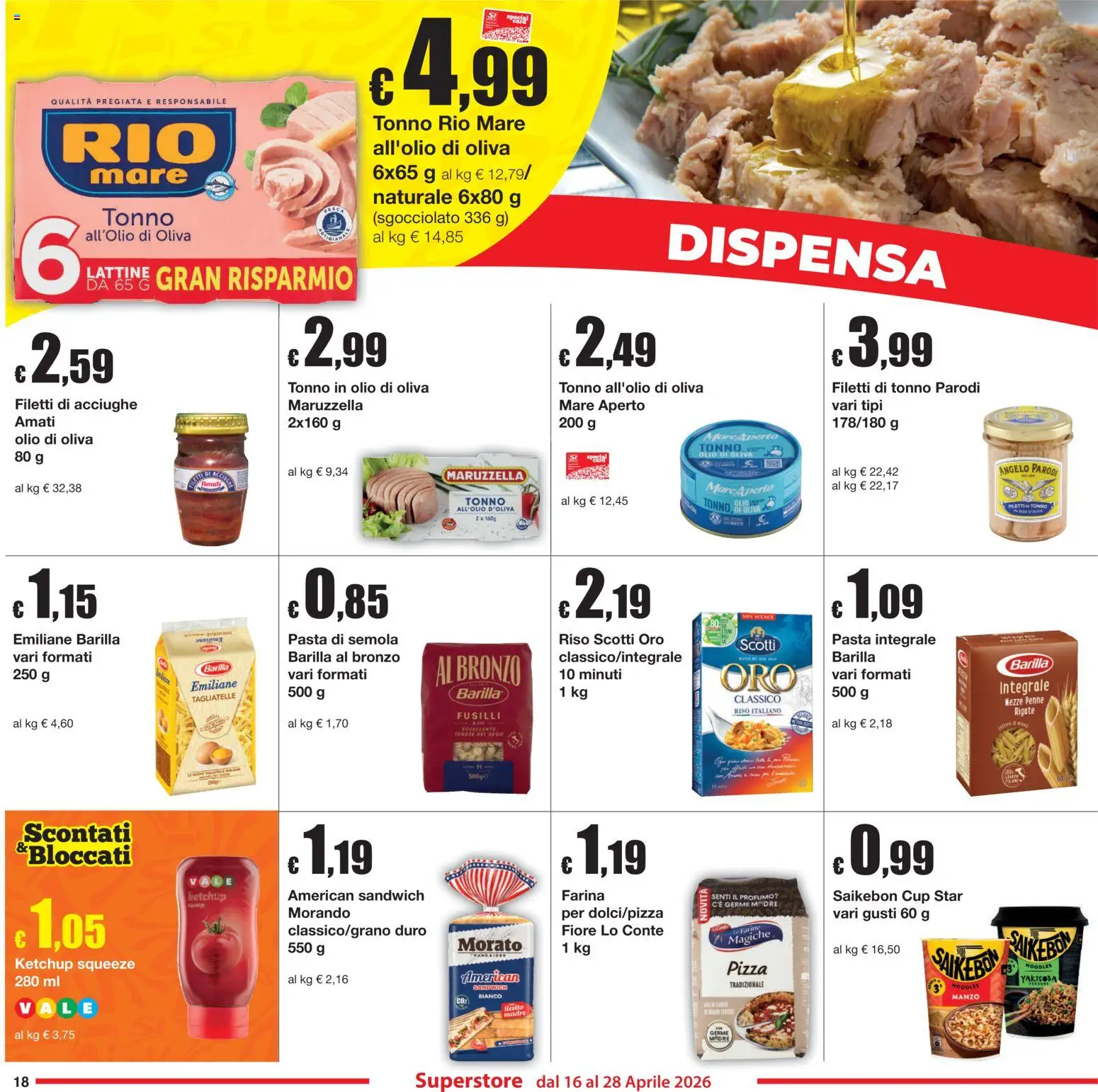 Volantino Sì con Te del 16.04.2026 | Pagina: 18 | Prodotti: Olio, Pasta, Tonno, Fusilli