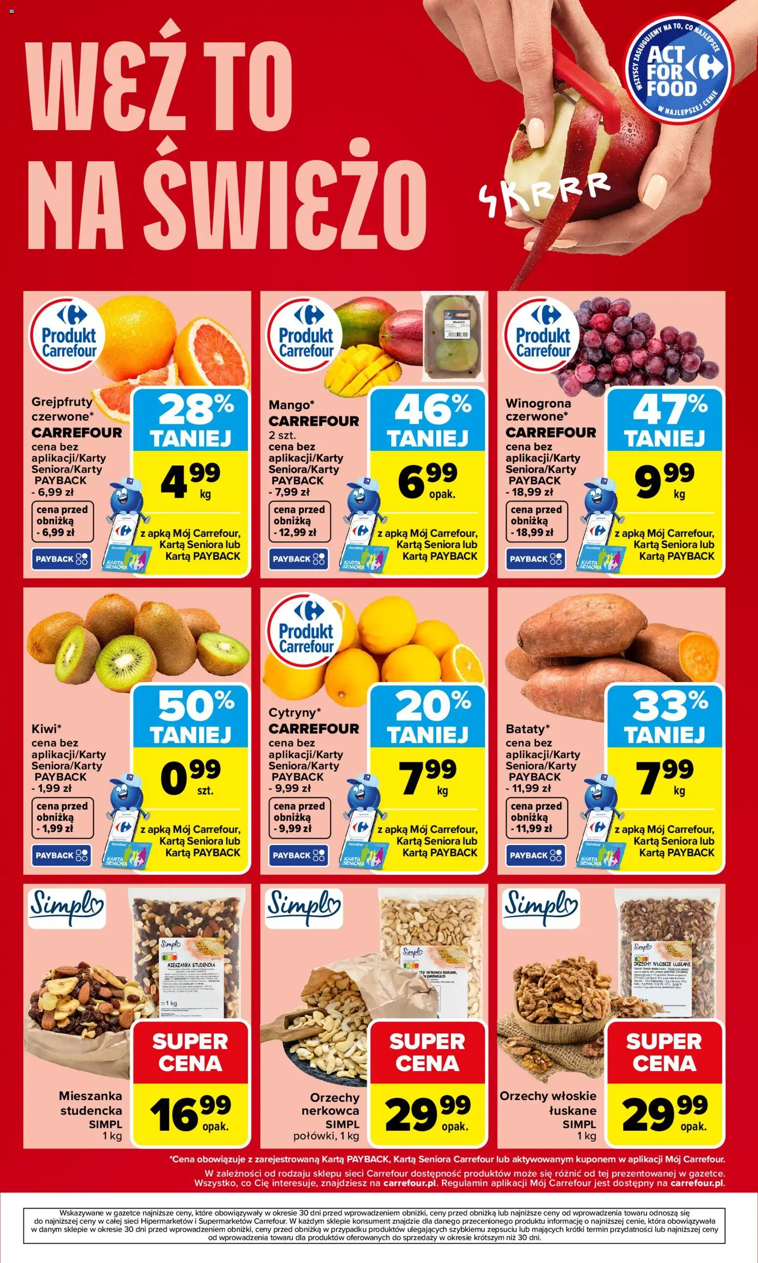 Carrefour gazetka - Weź to na świeżo od 20.04.2026 | Strona: 6 | Produkty: Karta, Winogrona, Orzechy włoskie, Orzechy