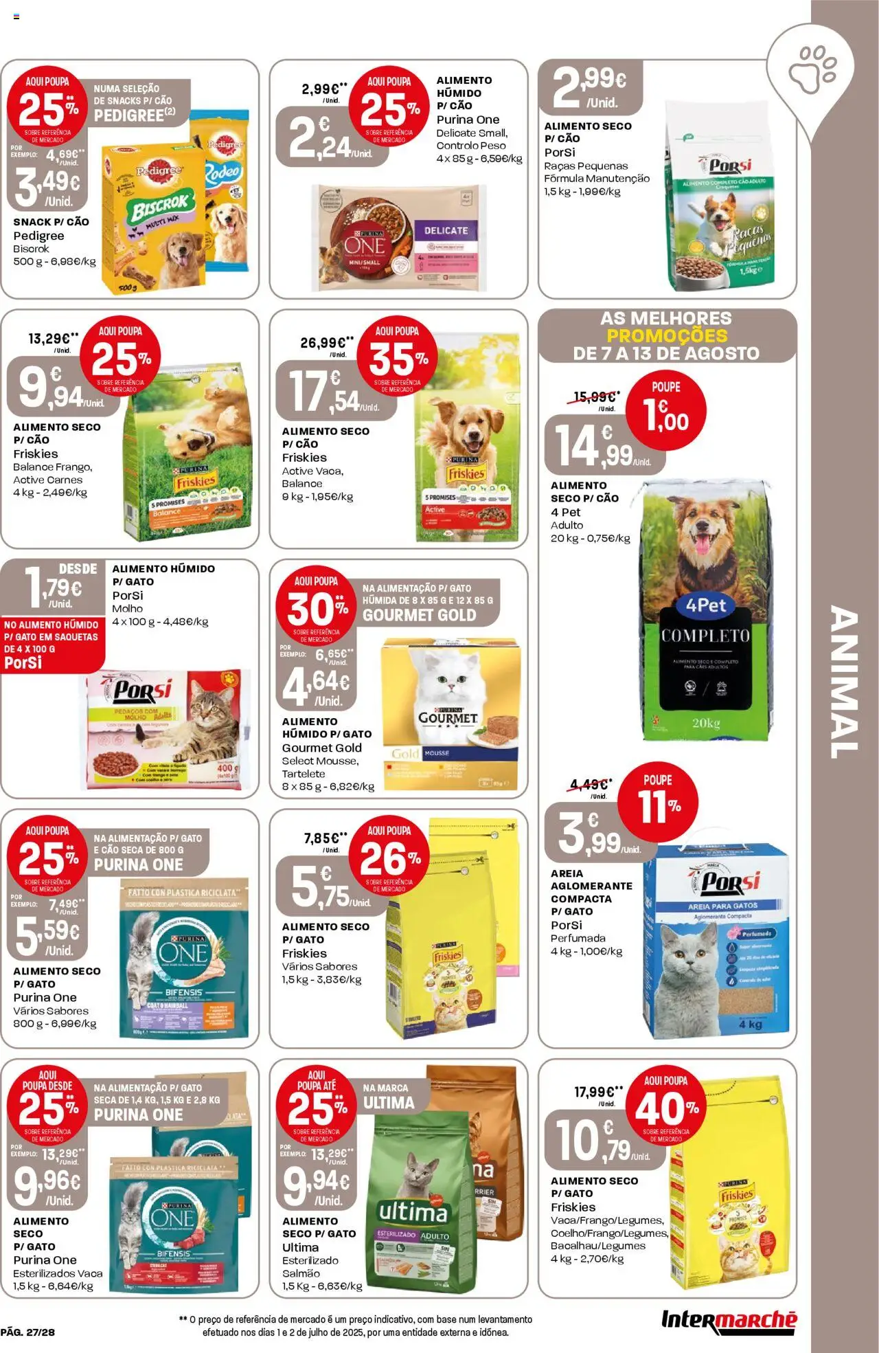 Intermarché folheto │ válido de 07.08.2025 | Página: 27 | Produtos: Purina one, Frango, Base, Salmão