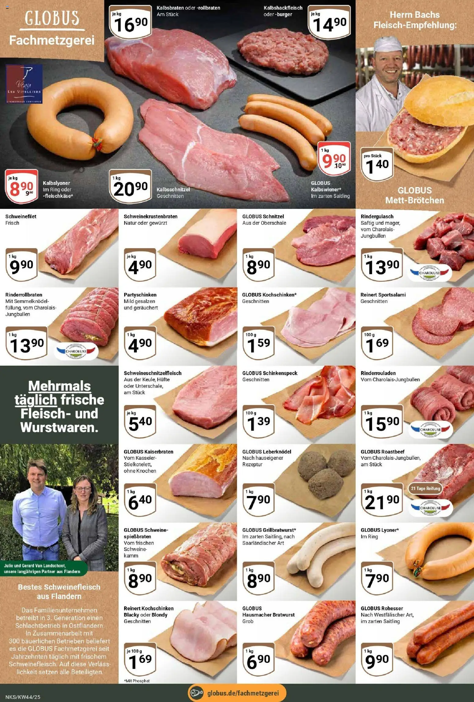 Globus prospekt Neunkirchen	 – gültig ab 26.10.2025 | Seite: 8 | Produkte: Rinderrouladen, Schnitzel, Roastbeef, Fleisch