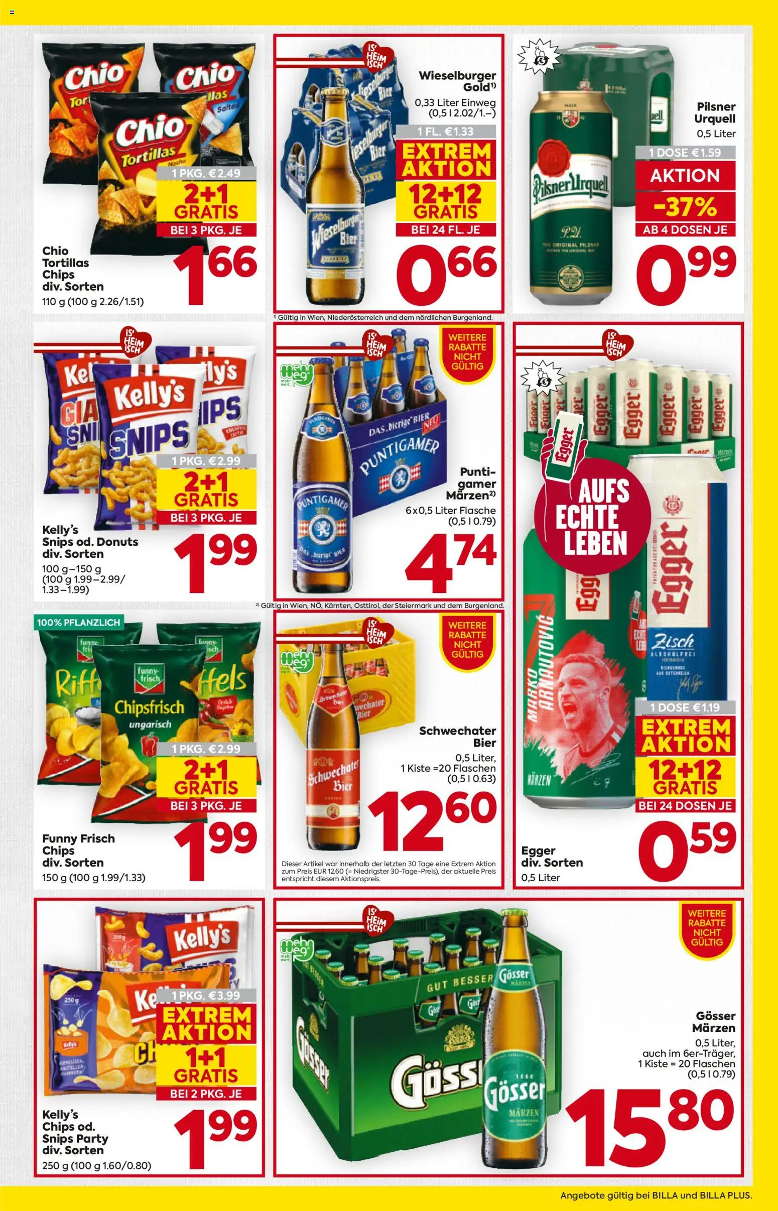 Billa AT akciós ujság - amely érvényes a következő dátumtól: 16.04.2026 | Oldal: 13 | Termékek: Chips, Gösser