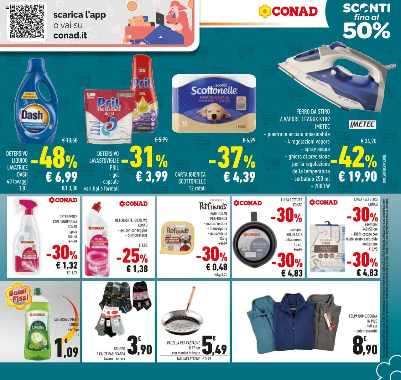 Volantino Conad del 22.10.2025 | Pagina: 21 | Prodotti: Candeggina, Padella, Ferro da stiro, WC