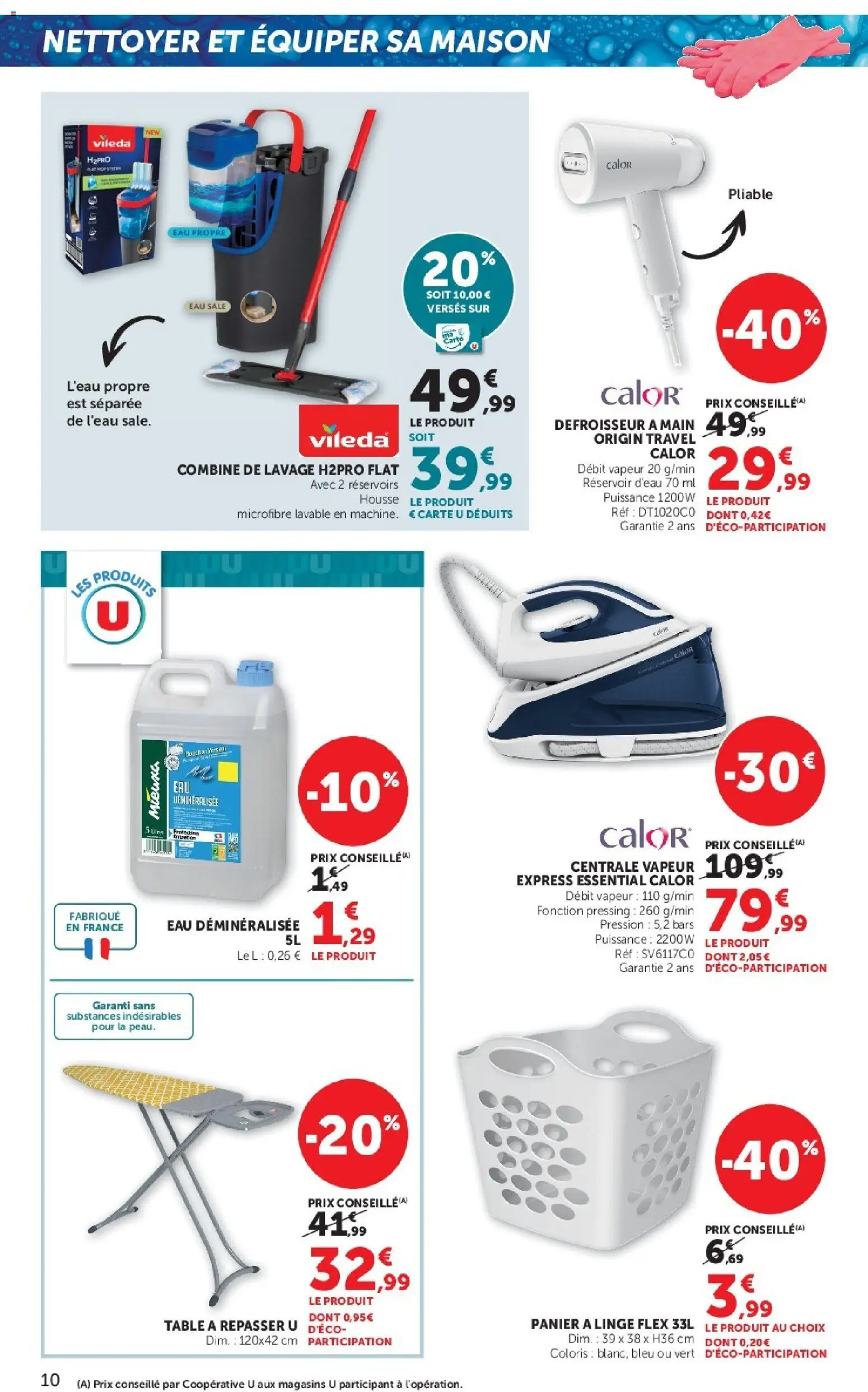 {H1} | Page: 10 | Produits: Panier à linge, Centrale vapeur, Réservoir d'eau, Vileda