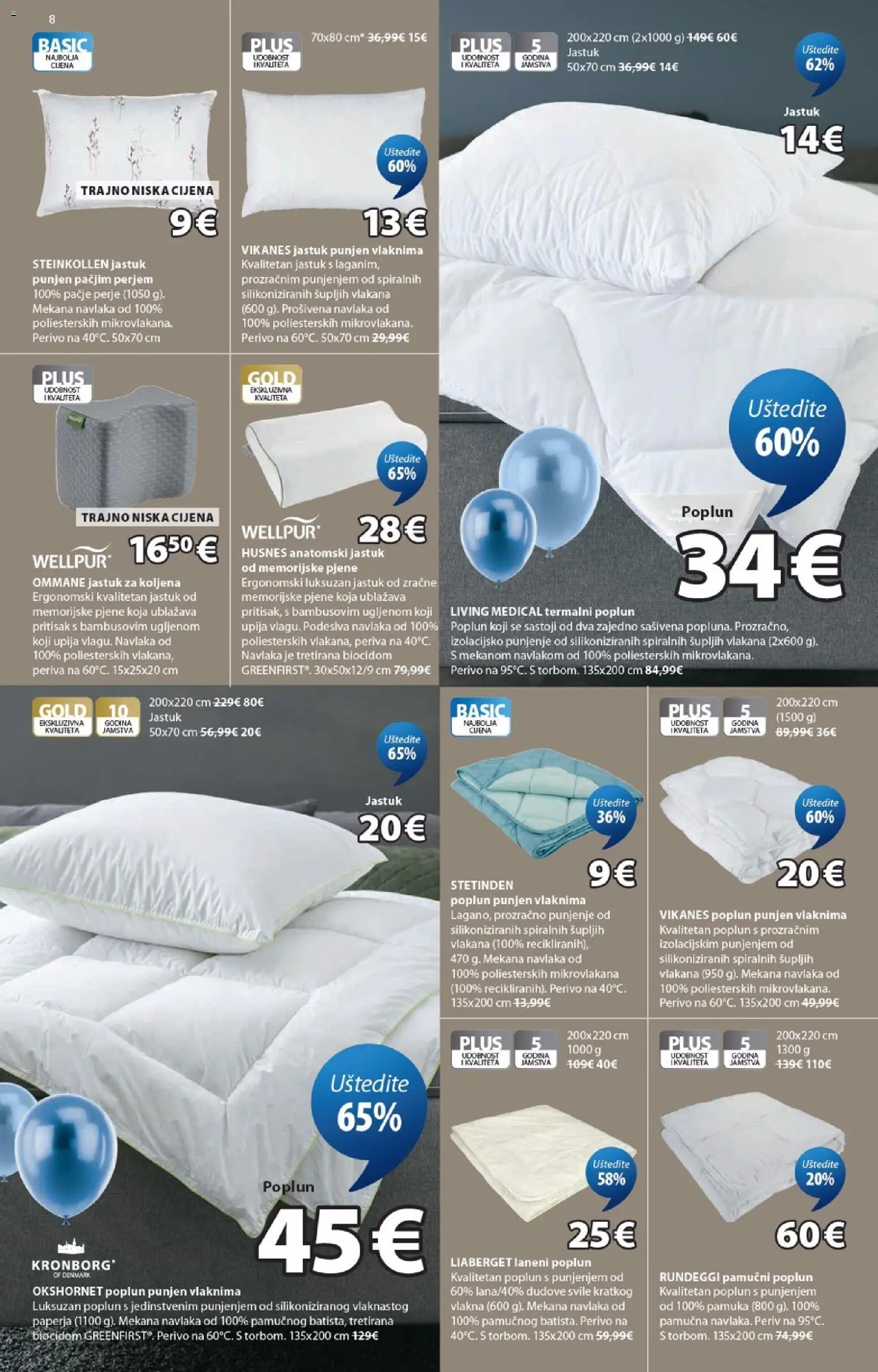 JYSK katalog | vrijedi od 15.04.2026 | Stranica: 8 | Proizvodi: Jastuk, Poplun