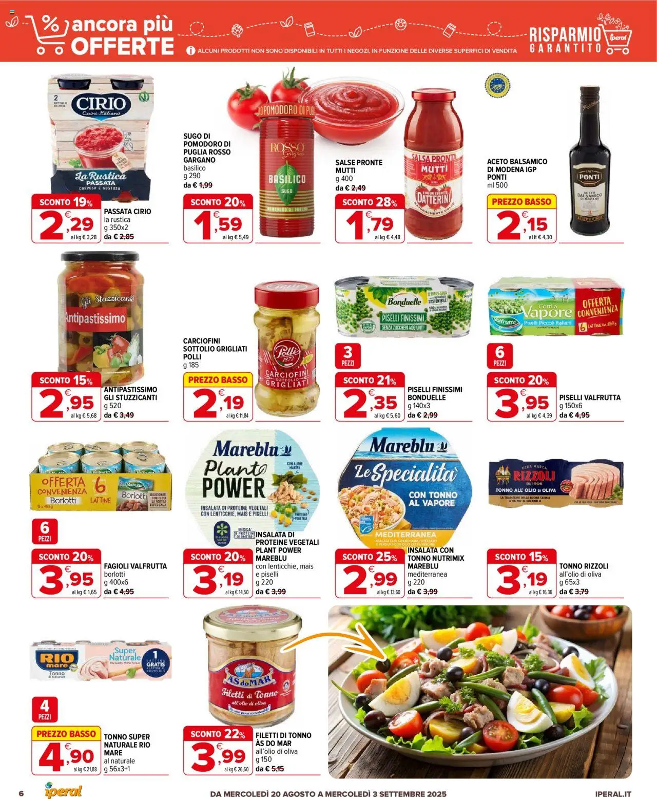 Volantino Iperal del 20.08.2025 | Pagina: 6 | Prodotti: Salsa, Aceto, Sugo, Olio di Oliva