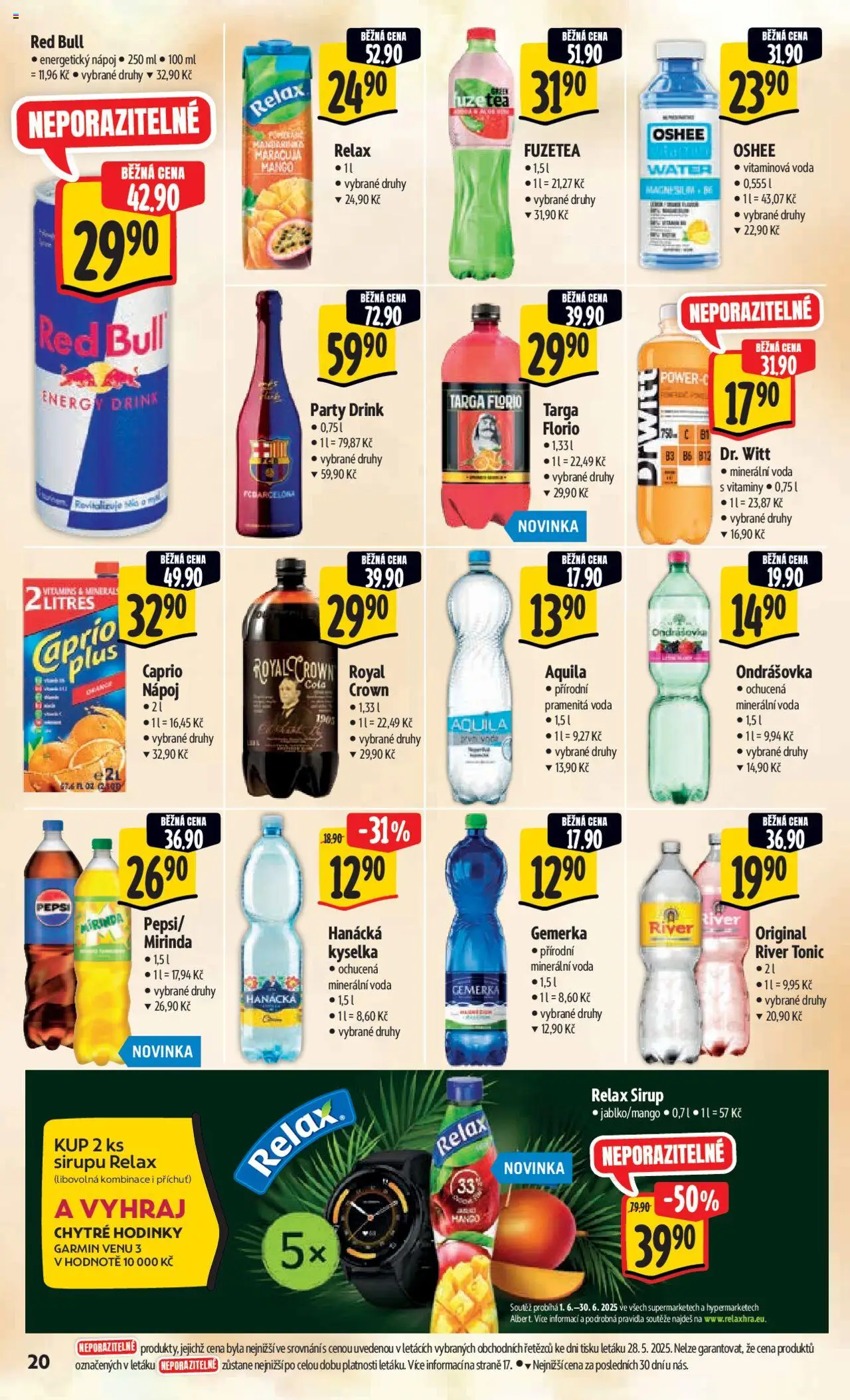 Albert leták - Hypermarket od 04.06.2025 | Strana: 28 | Produkty: Hanácká kyselka, Energetický nápoj, River tonic, Aquila