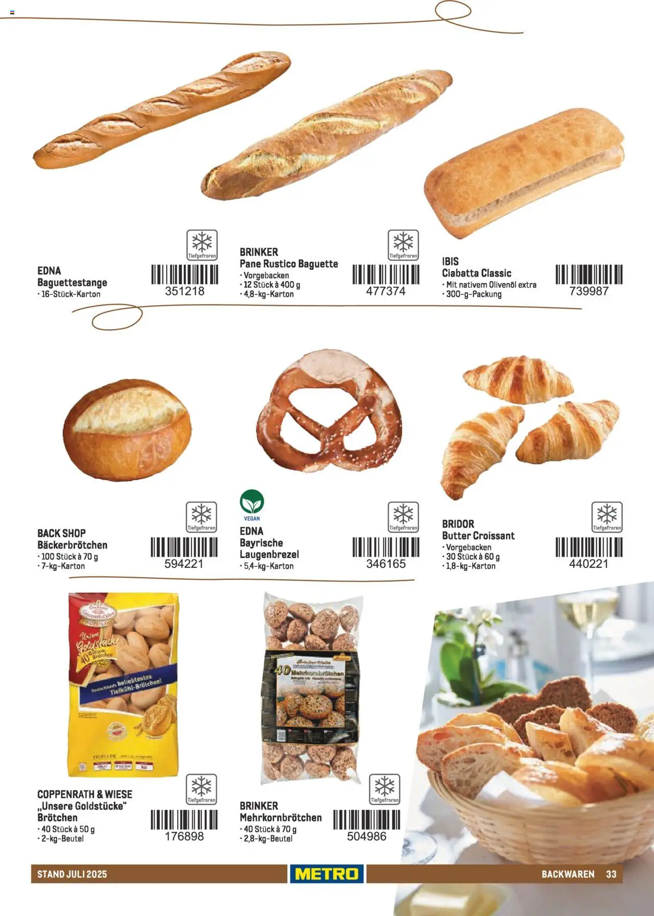 Metro - Sortimentskatalog Lieferservice – gültig ab 31.07.2025 | Seite: 33 | Produkte: Butter, Pane, Baguette, Croissant