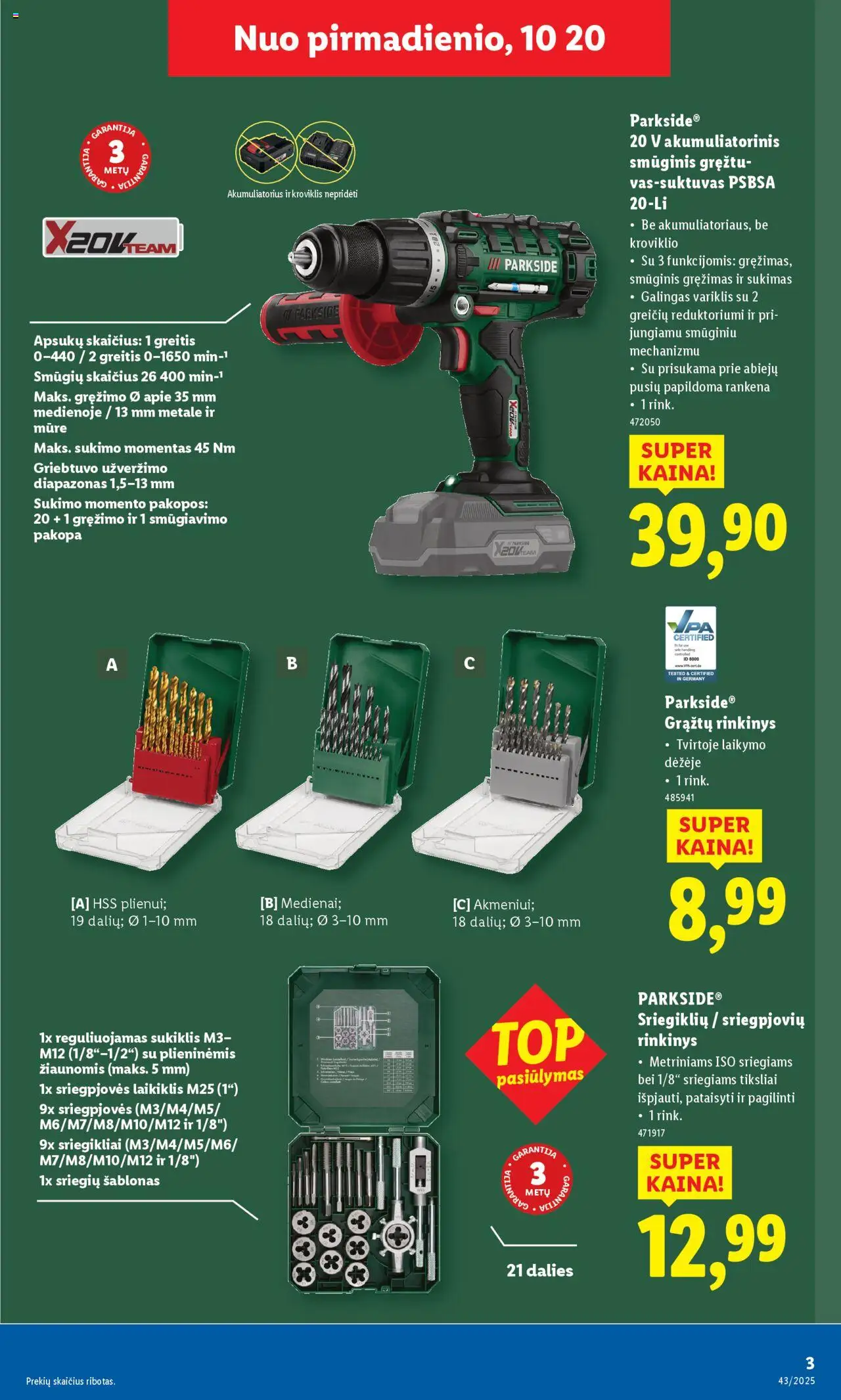 LIDL akcijos nuo 20.10.2025 | Puslapis: 3 | Prekių: Akumuliatorius