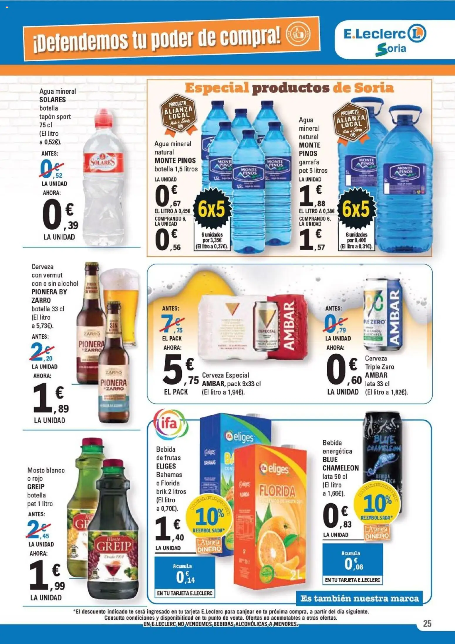 E.Leclerc - Especial Conservas Vegetales │ válido desde el 18.02.2026 | Página: 25 | Productos: Cerveza, Té, Agua mineral
