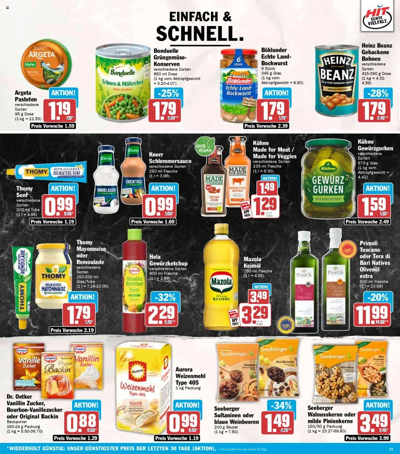 HIT - Hessen – gültig ab 13.10.2025 | Seite: 11 | Produkte: Olivenol, Zucker, Ketchup, Erbsen