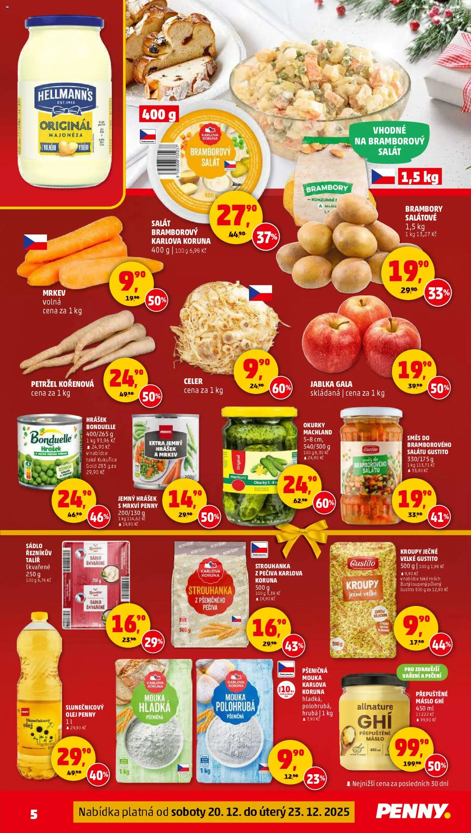 Penny Market leták - Čtvrtečník od 20.12.2025 | Strana: 5 | Produkty: Hrách, Okurky, Talíř, Hrášek