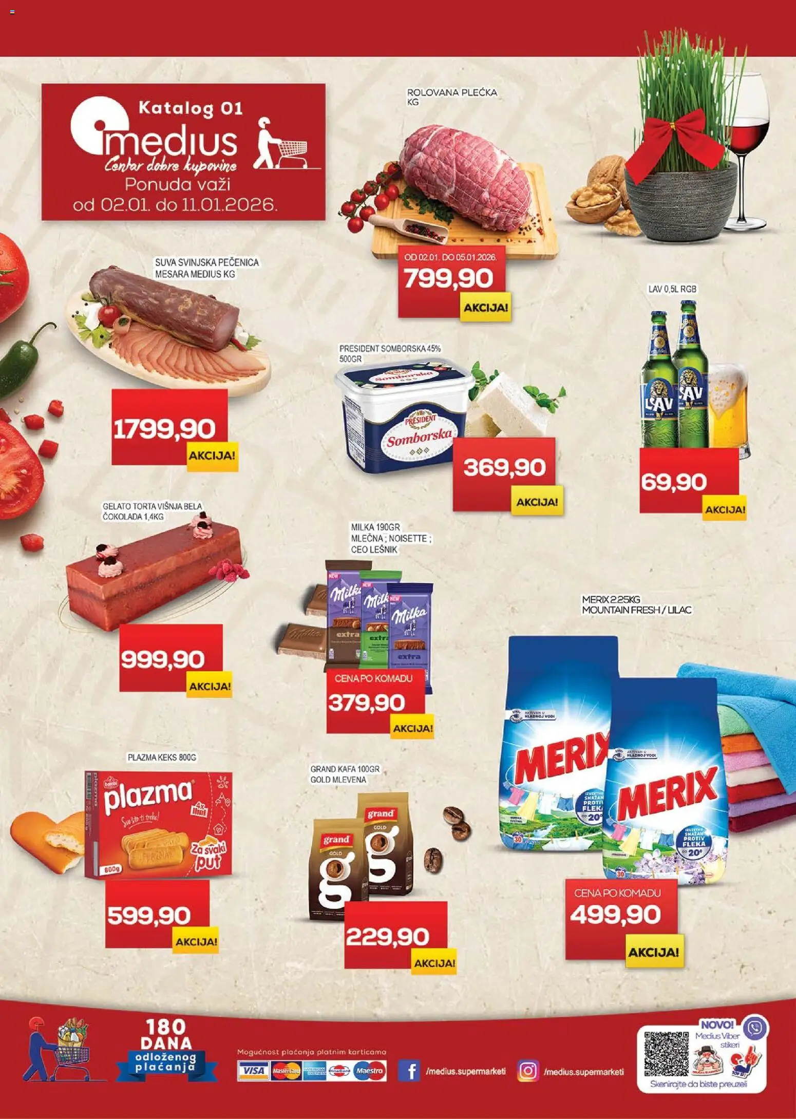 Medius katalog - važi od 02.01.2026 | Strana: 1 | Proizvode: Milka, Plazma, Kafa, Pečenica