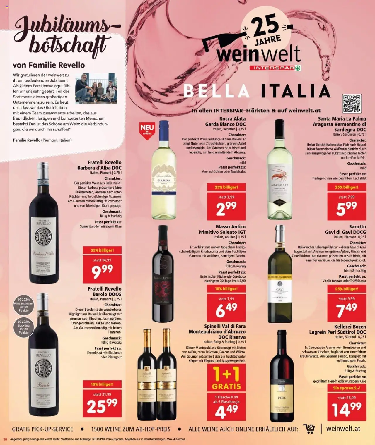 Interspar Flugblatt - Burgenland gültig ab 11.09.2025 | Seite: 10 | Produkte: Pfirsich, Käse, Wein, Äpfel