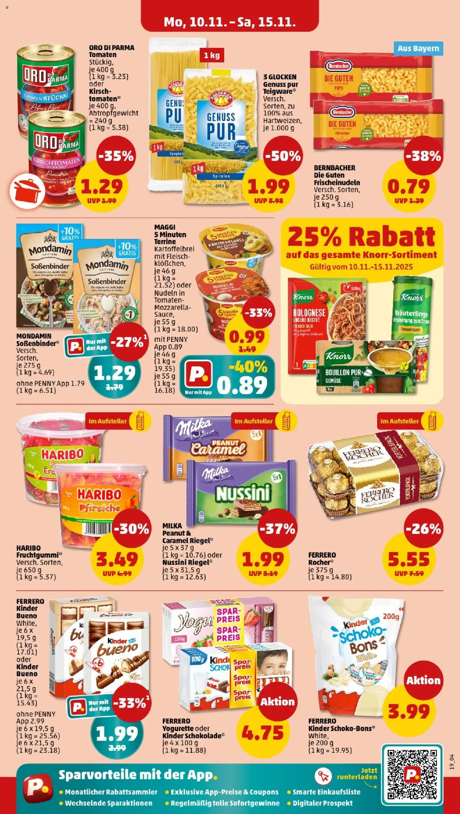 Penny - Bayern – gültig ab 10.11.2025 | Seite: 19 | Produkte: Mozzarella, Knorr, Milka, Fleisch