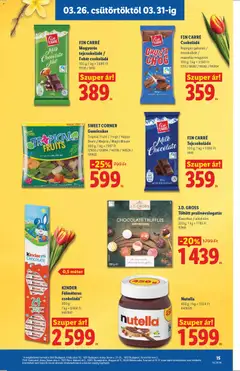 FIN CARRÉ Mogyorós tejcsokoládé / Fehér csokoládé, 100 g; 1 kg = 3890 Ft - amely érvényes a következő dátumtól: 26.03.2026 | Oldal: 15