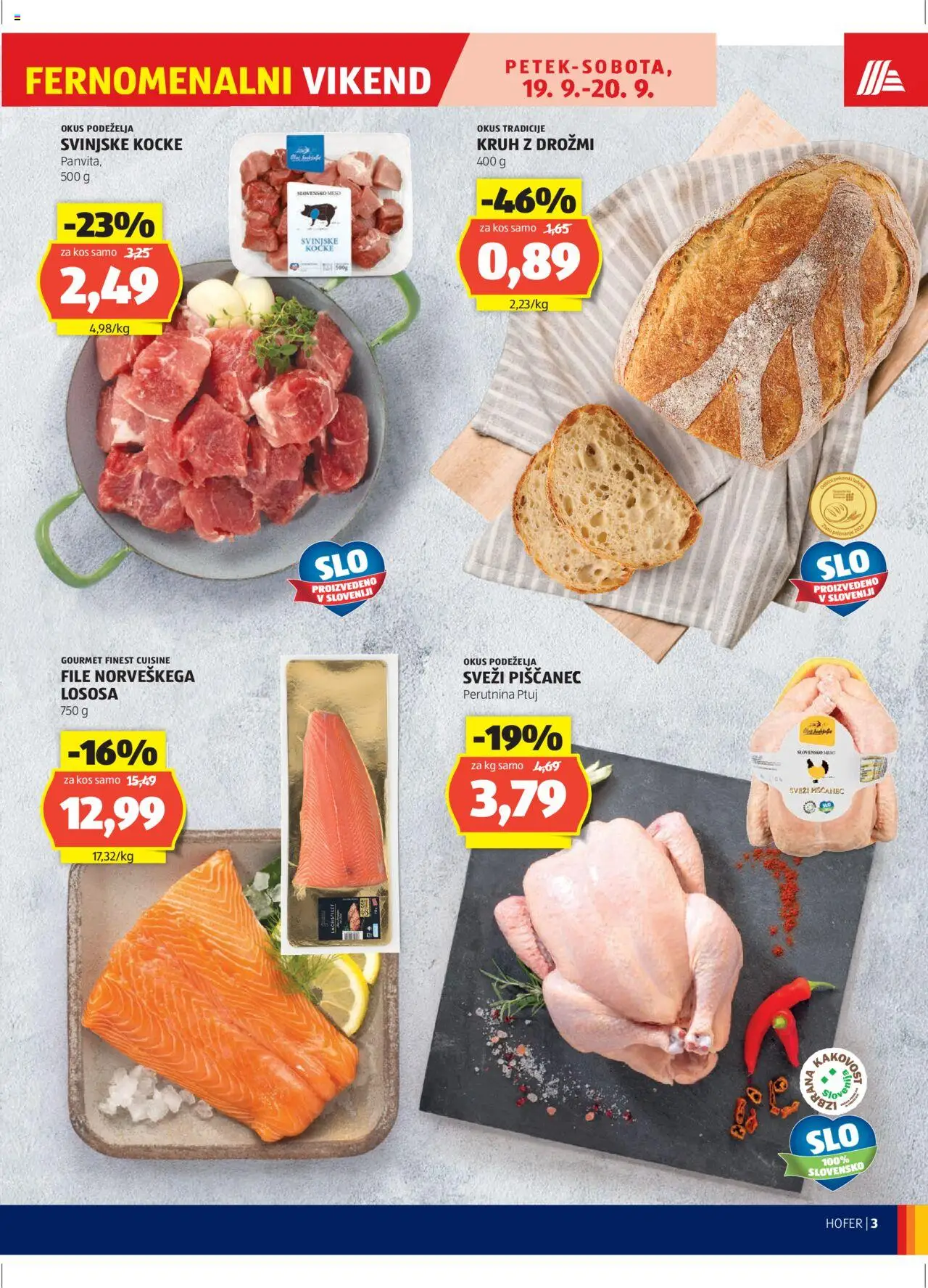 Hofer SI katalog | vrijedi od 18.09.2025 | Stranica: 3 | Proizvodi: Kruh, Meso, Perutnina Ptuj