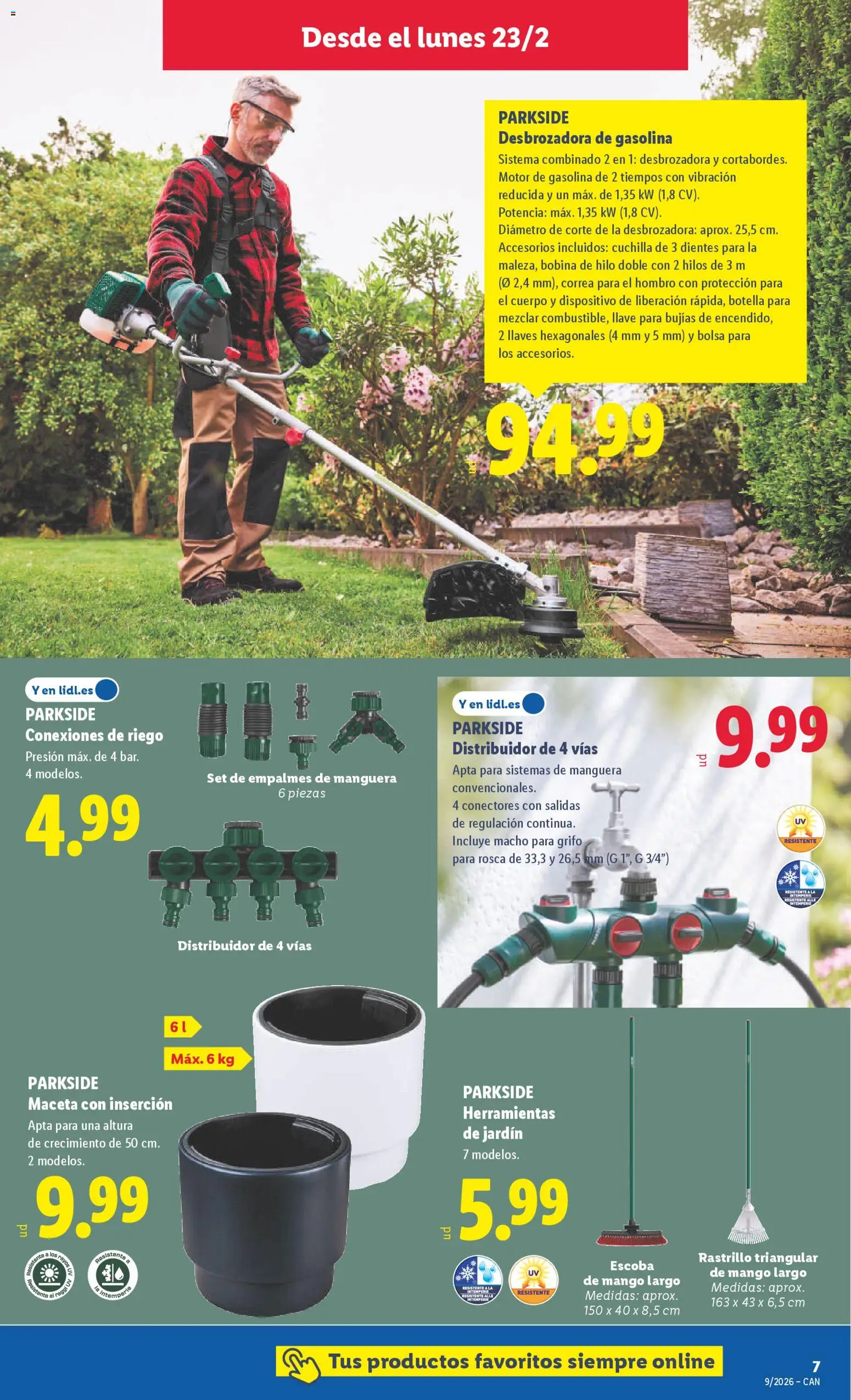 Lidl - Canarias │ válido desde el 23.02.2026 | Página: 7 | Productos: Escoba, Manguera, Ρούτερ, Maceta