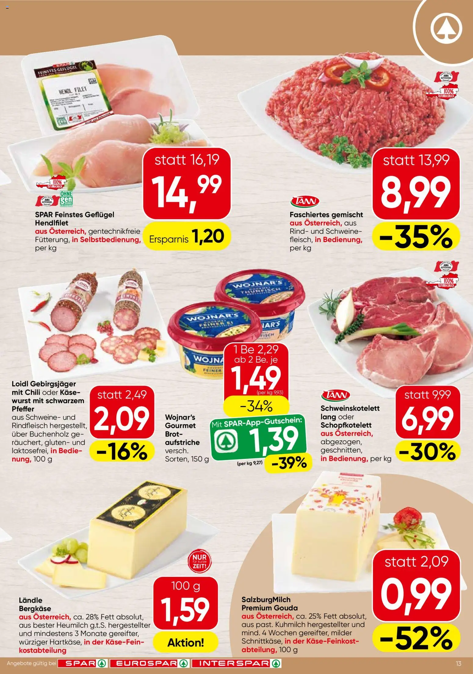 Spar Flugblatt - Wien gültig ab 09.04.2026 | Seite: 13 | Produkte: Pfeffer, Chili, Fisch, Rindfleisch