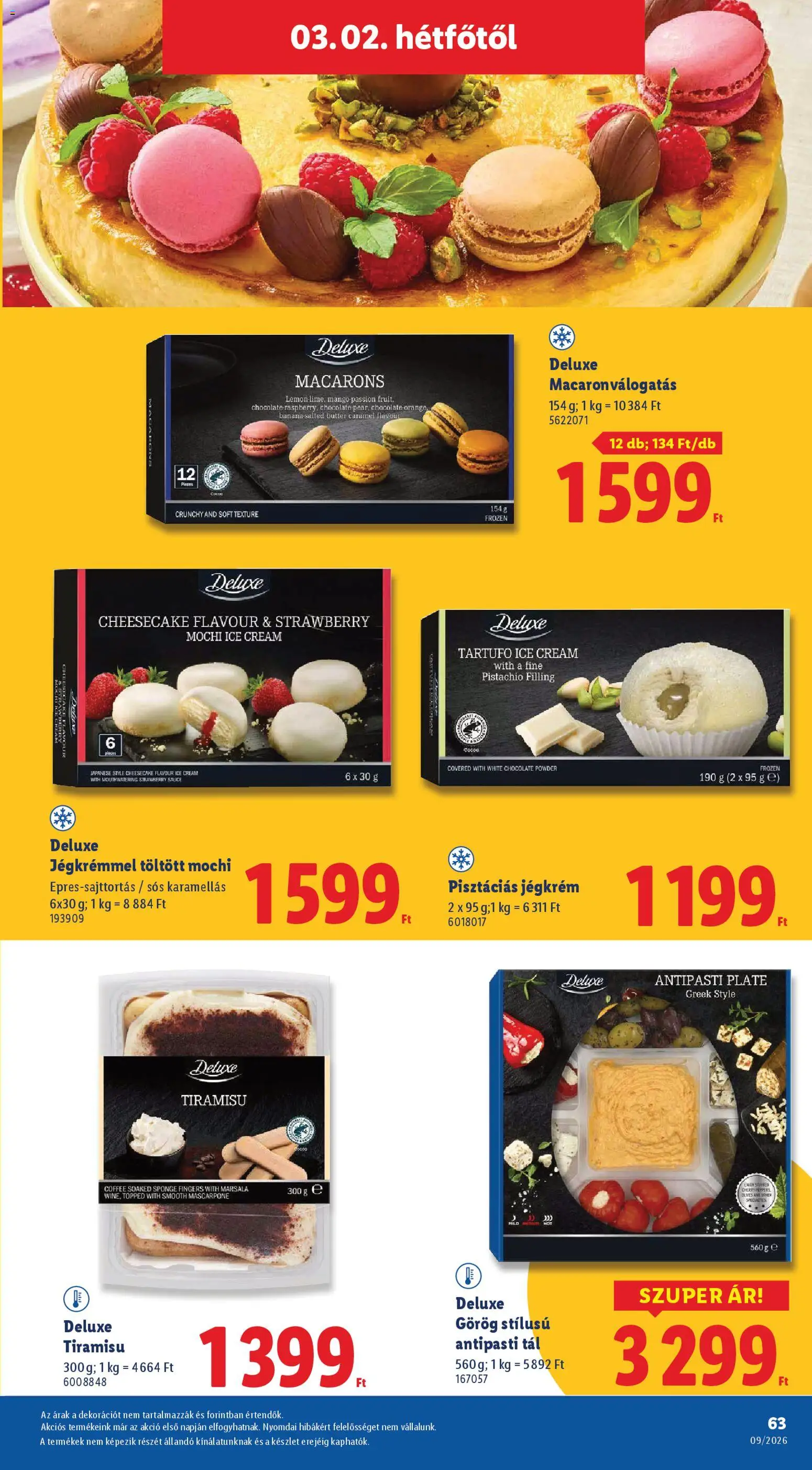 Lidl akciós ujság - amely érvényes a következő dátumtól: 26.02.2026 | Oldal: 63 | Termékek: Tiramisu, Antipasti, Mascarpone, Mangó