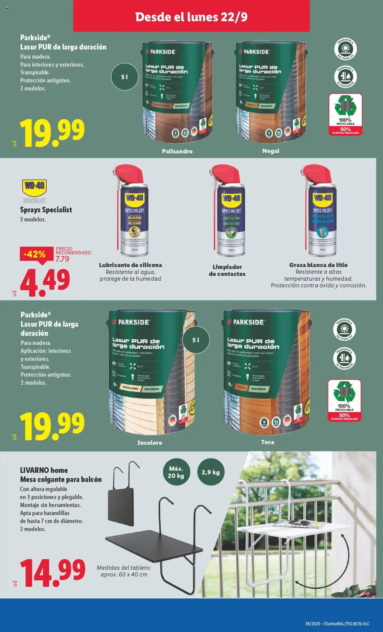Lidl folleto de bazar │ válido desde el 22.09.2025 | Página: 17 | Productos: Noodles αυγού, Mesa
