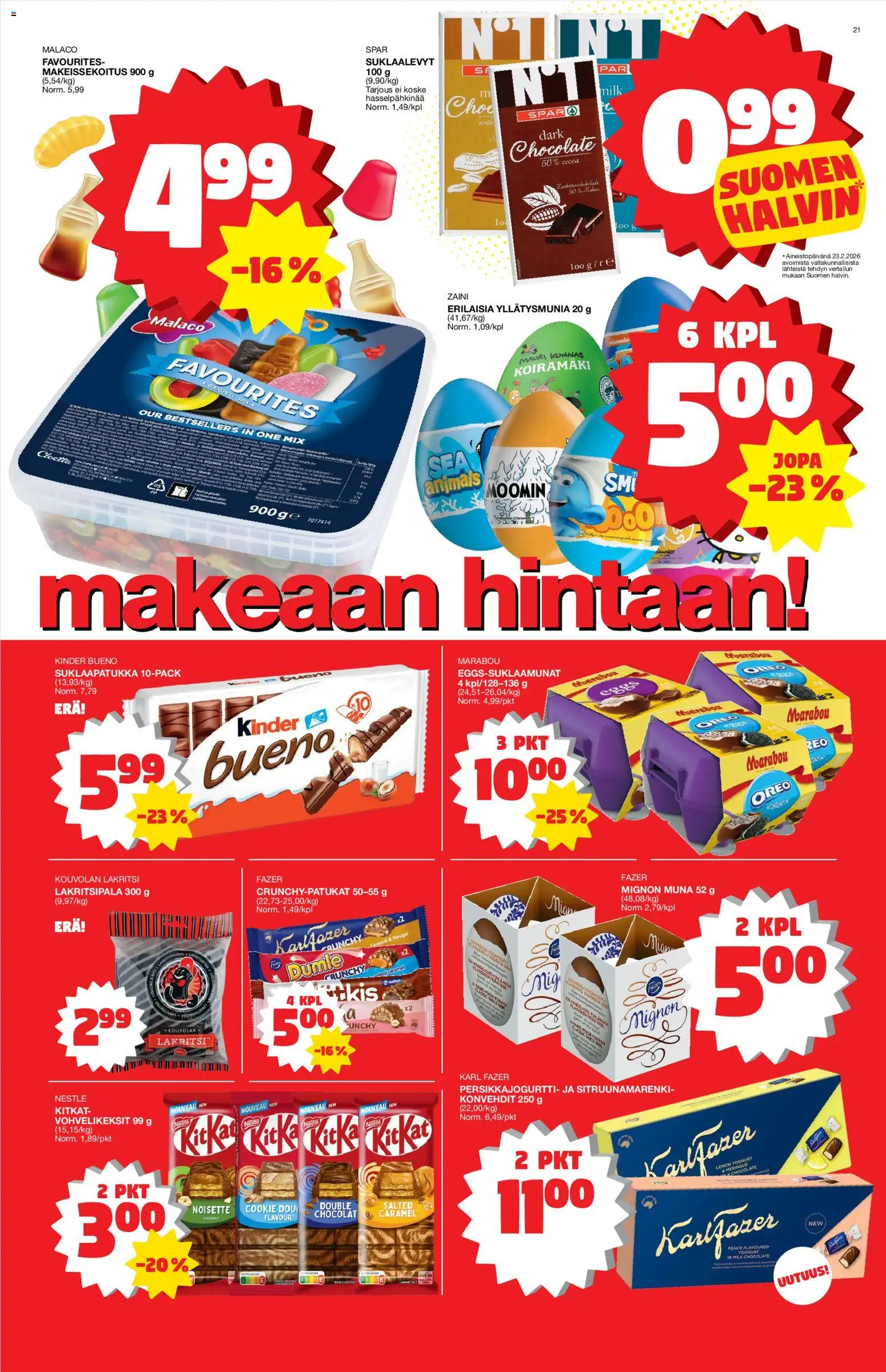 Tokmanni tarjoukset – voimassa 09.03.2026 alkaen | Sivu: 21 | Tuotteet: Oreo, Suklaalevyt, Lakritsi