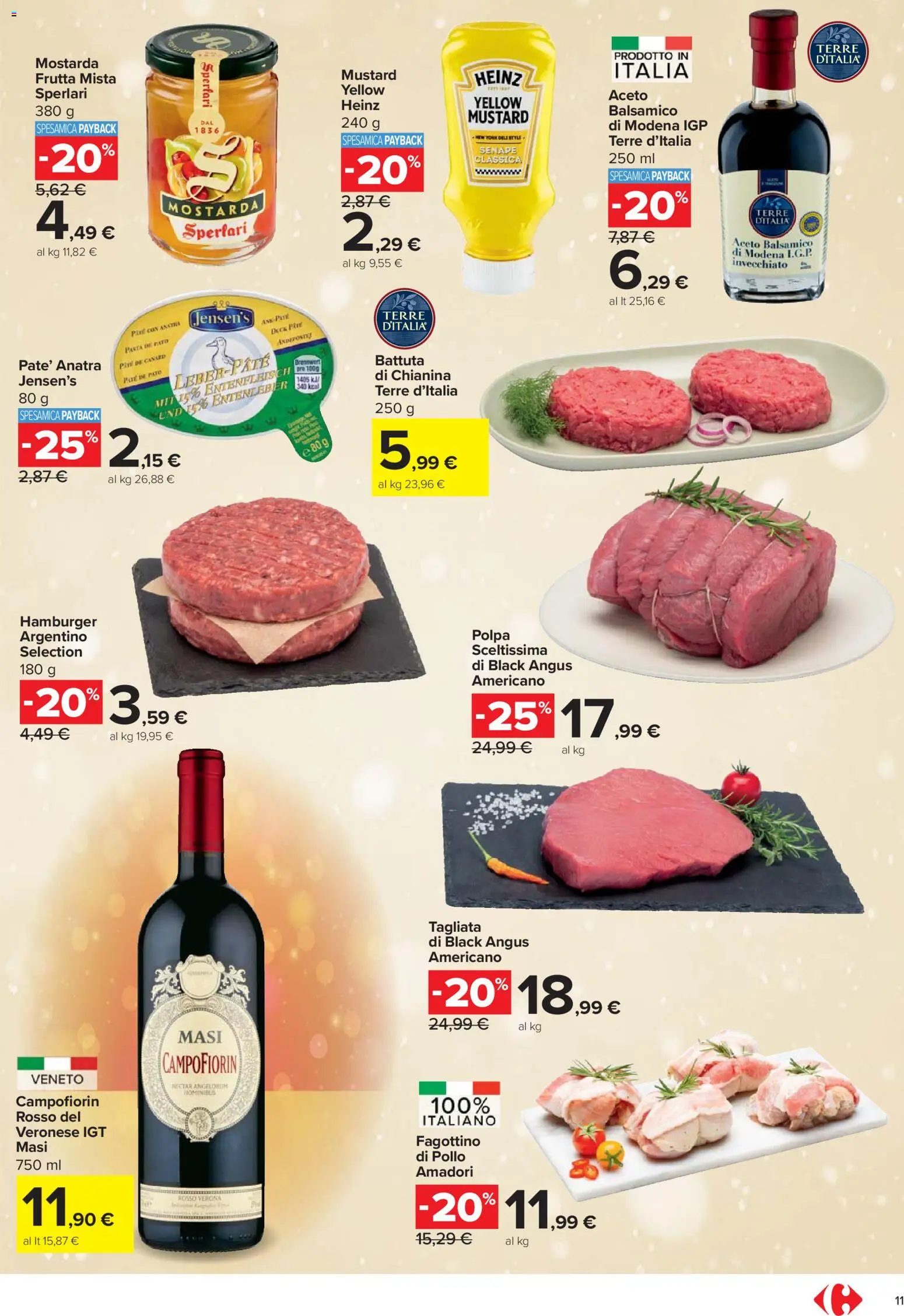 Volantino Carrefour del 27.11.2025 | Pagina: 11 | Prodotti: Pollo, Frutta, Senape, Hamburger