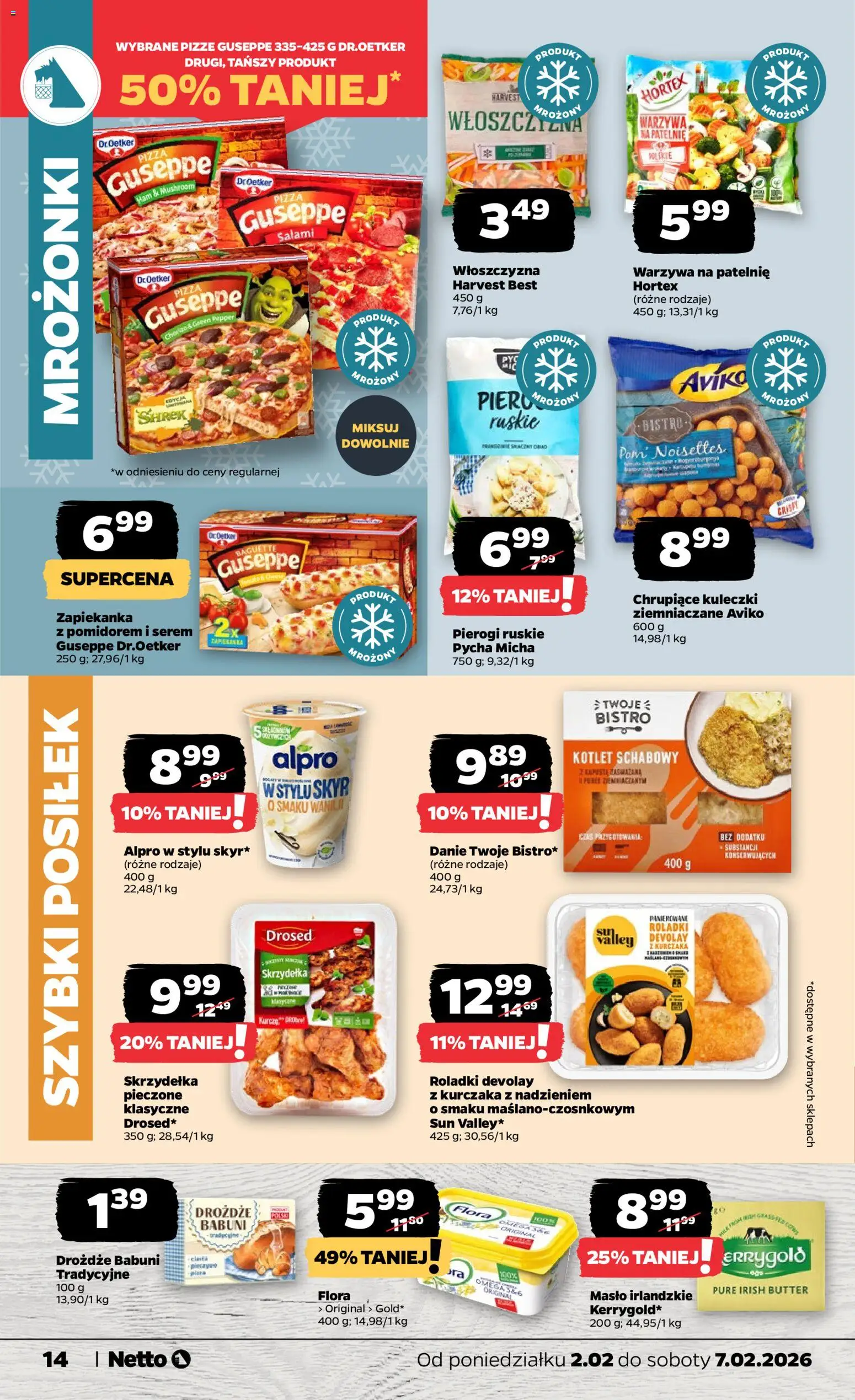 Netto gazetka - Spożywcza od 02.02.2026 | Strona: 14 | Produkty: Pierogi, Masło irlandzkie, Zapiekanka, Warzywa