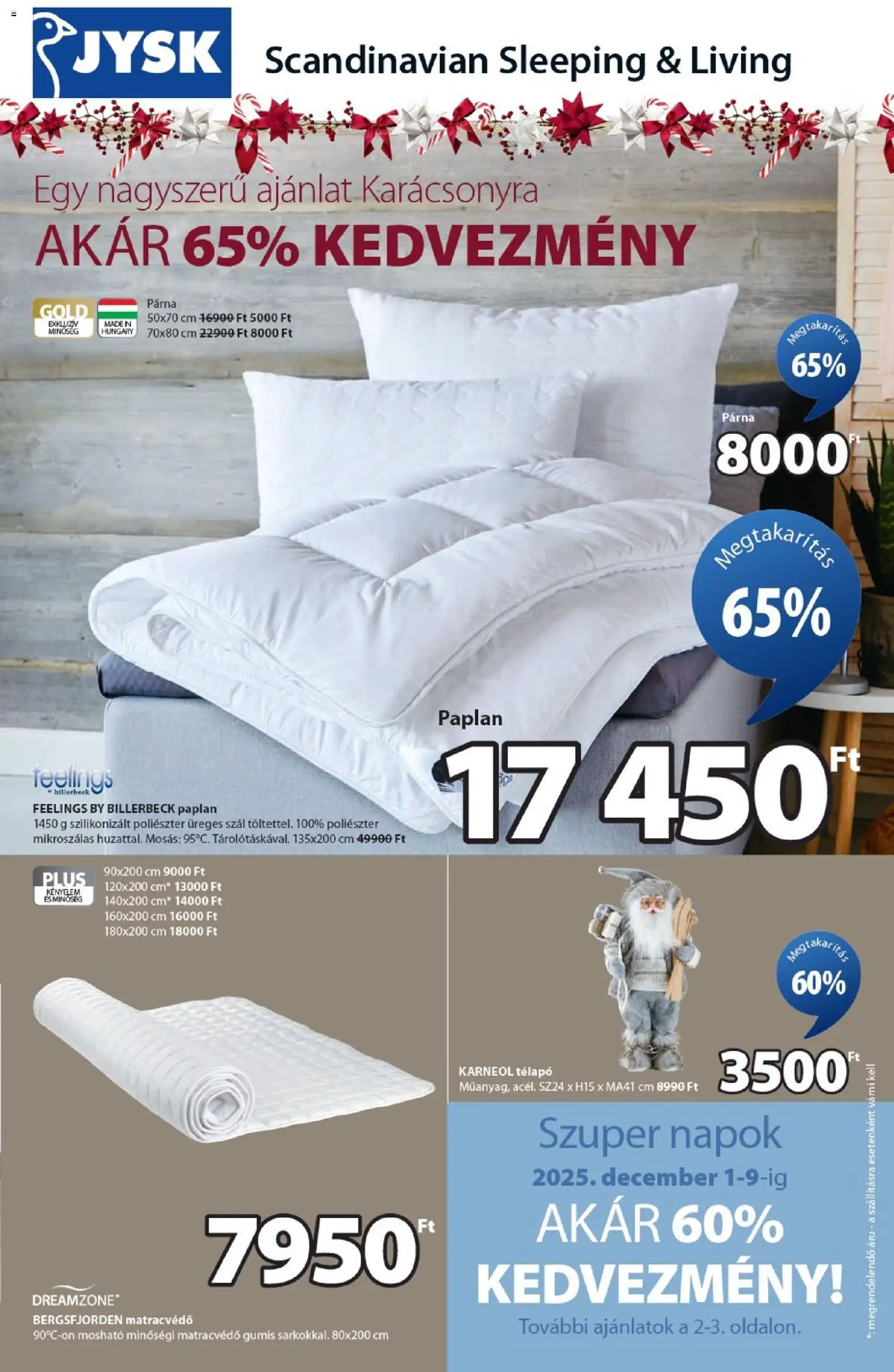 JYSK akciós ujság - amely érvényes a következő dátumtól: 01.12.2025 | Oldal: 1