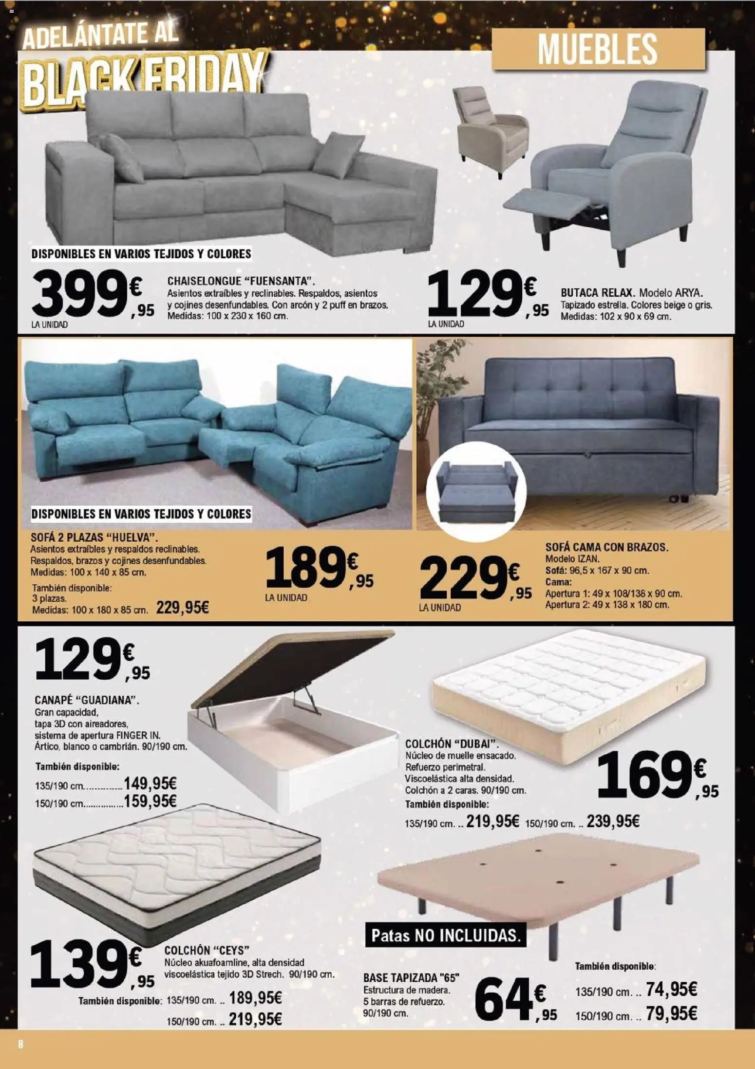 E.Leclerc - Black Friday │ válido desde el 19.11.2025 | Página: 8 | Productos: Colchon, Sofá cama, Cama, Sofá