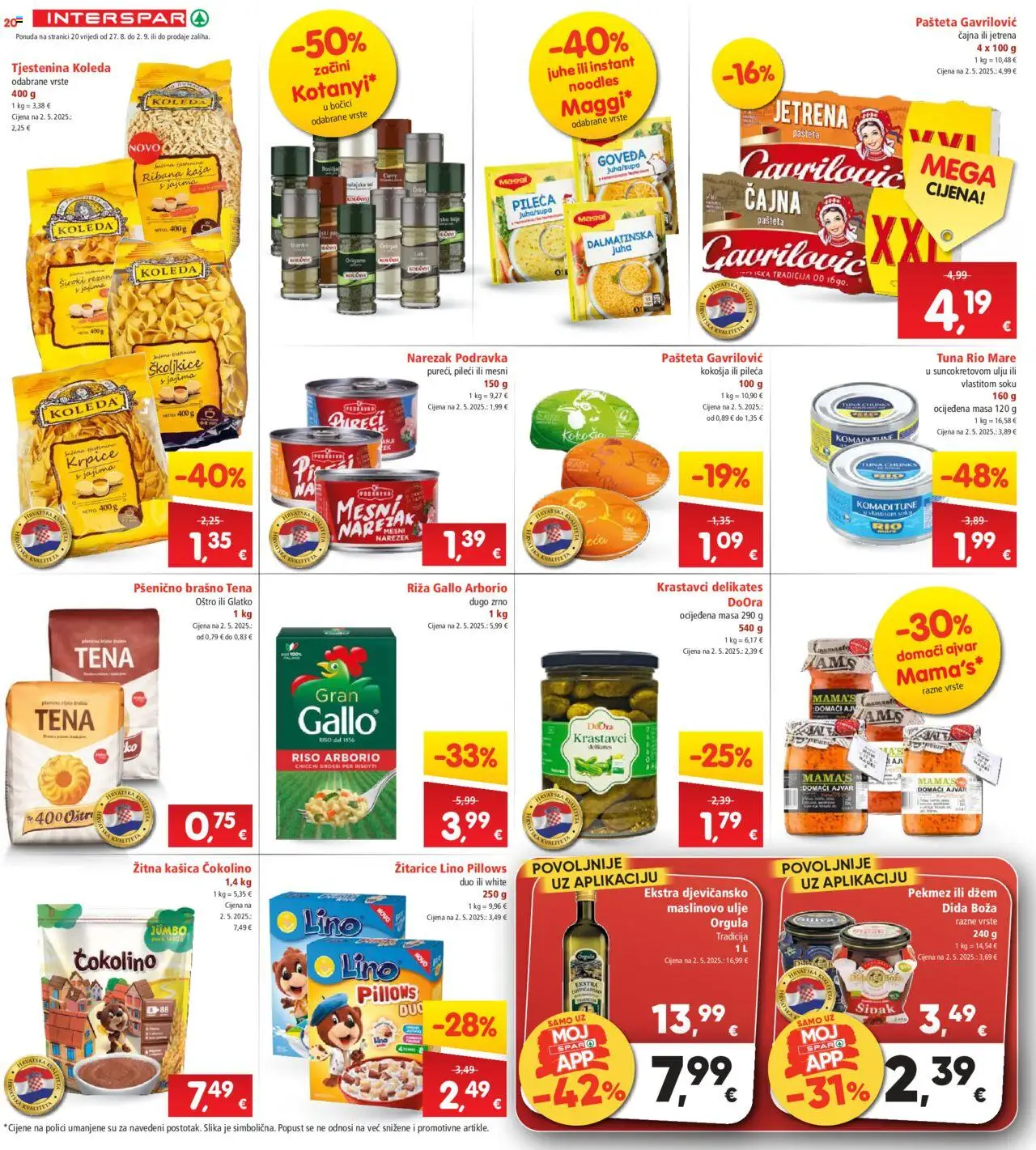 Interspar katalog | vrijedi od 27.08.2025 | Stranica: 20 | Proizvodi: Riža, Krastavci, Začini, Čokolino