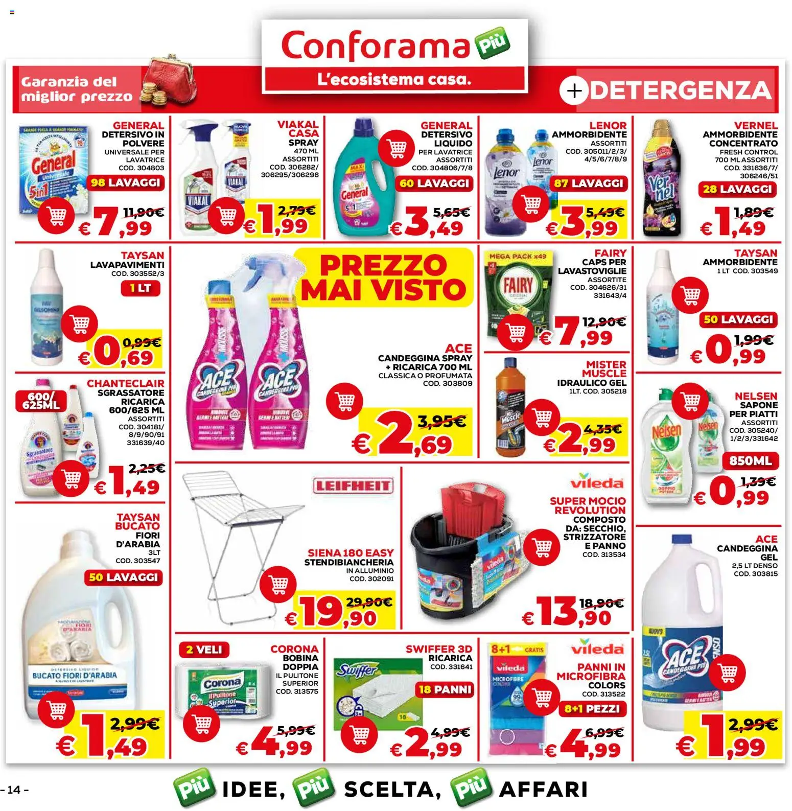 Volantino Conforama del 08.01.2026 | Pagina: 14 | Prodotti: Sapone, Ammorbidente, Stendibiancheria, Alluminio