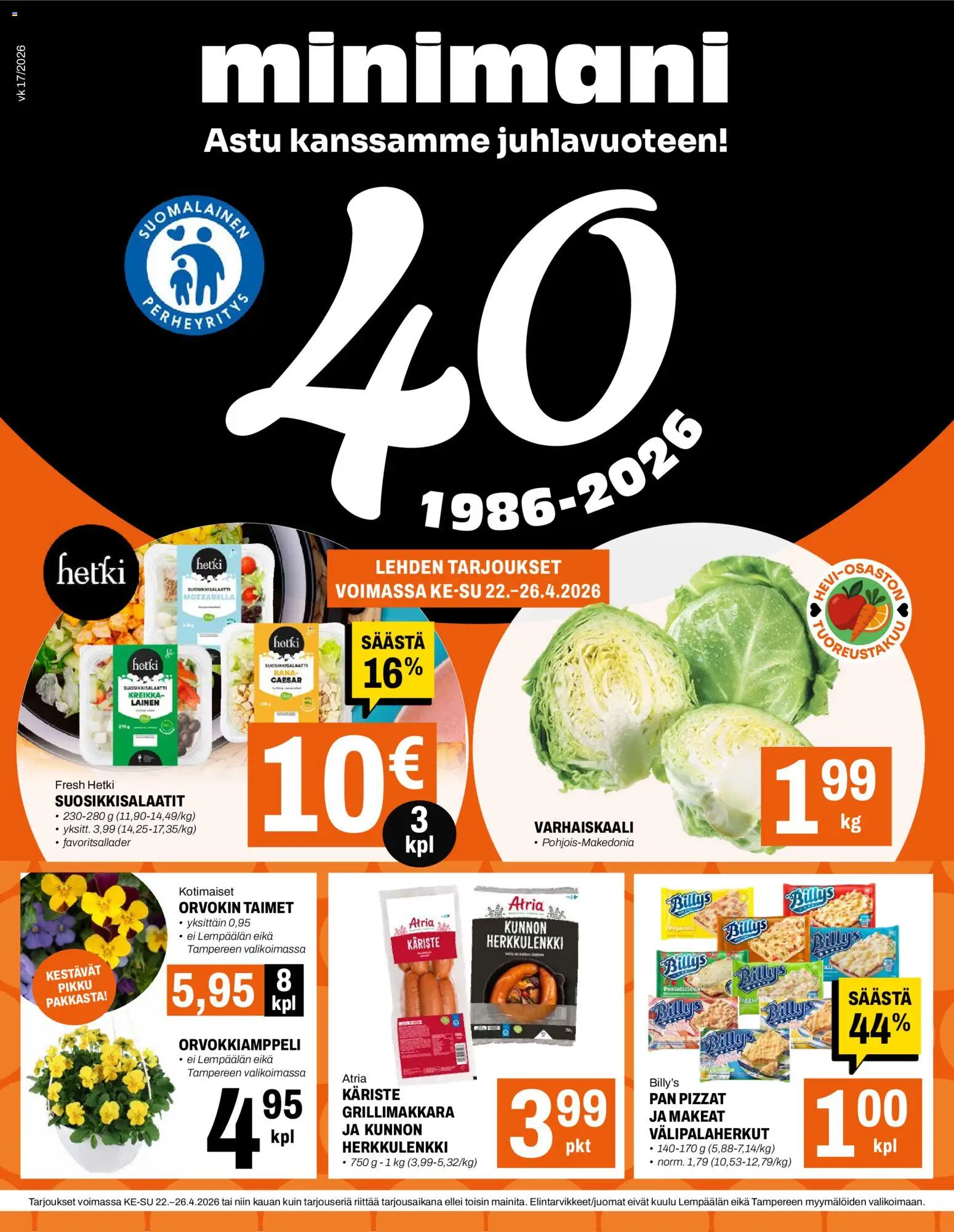 Minimani tarjoukset – voimassa 22.04.2026 alkaen | Sivu: 1 | Tuotteet: Mozzarella, Kana, Grillimakkara