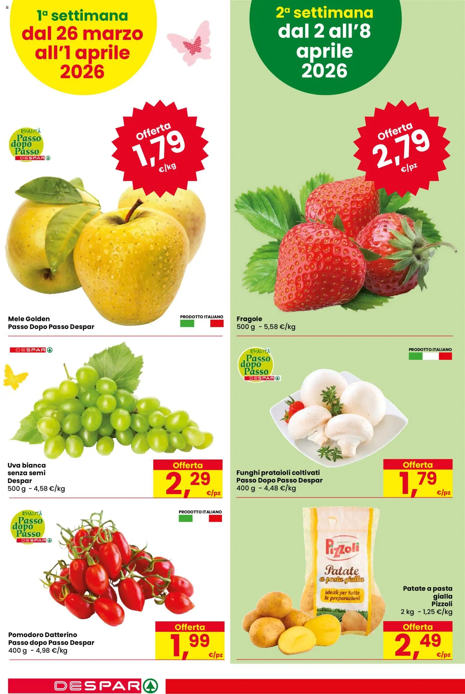 Volantino Despar del 26.03.2026 | Pagina: 8 | Prodotti: Mele, Fragole, Pomodoro, Uva