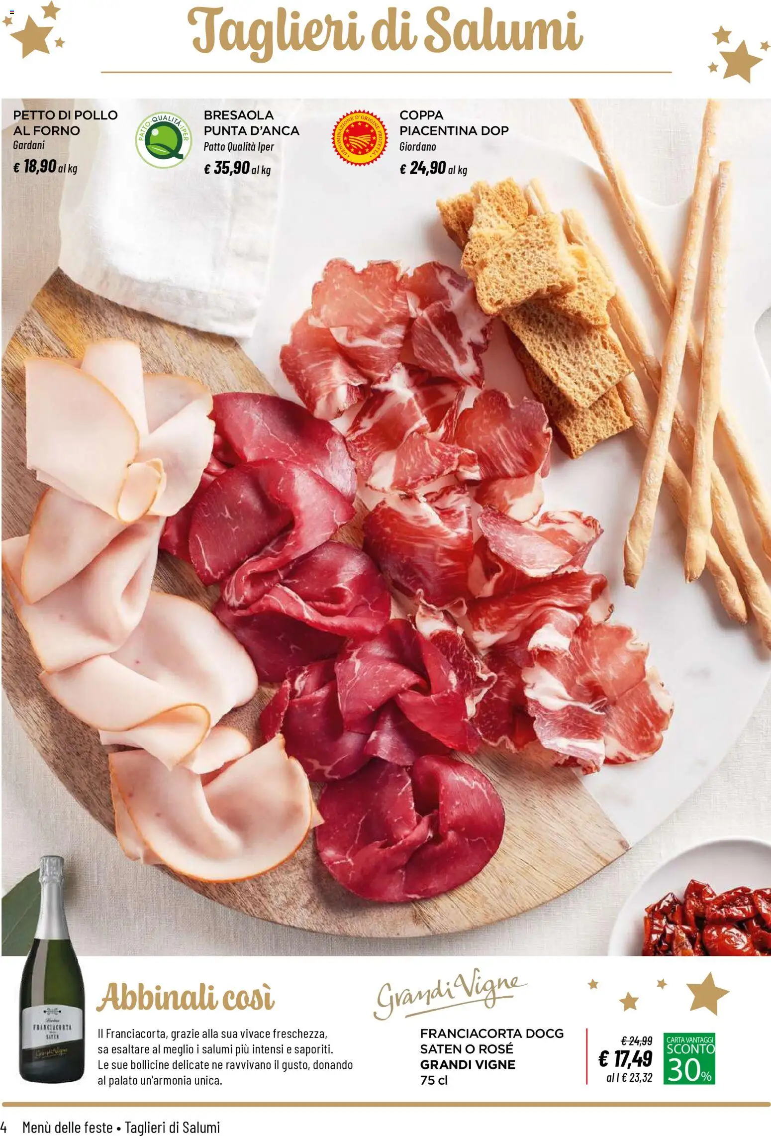 Volantino Iper del 04.12.2025 | Pagina: 4 | Prodotti: Petto di Pollo, Pollo, Bresaola, Forno