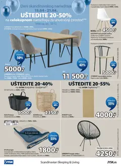 Jysk katalog - pregled Jysk kataloga - važi od 15.04.2026 | Strana: 12 | Proizvode: Sto, Stolica, Korpa, Tepih