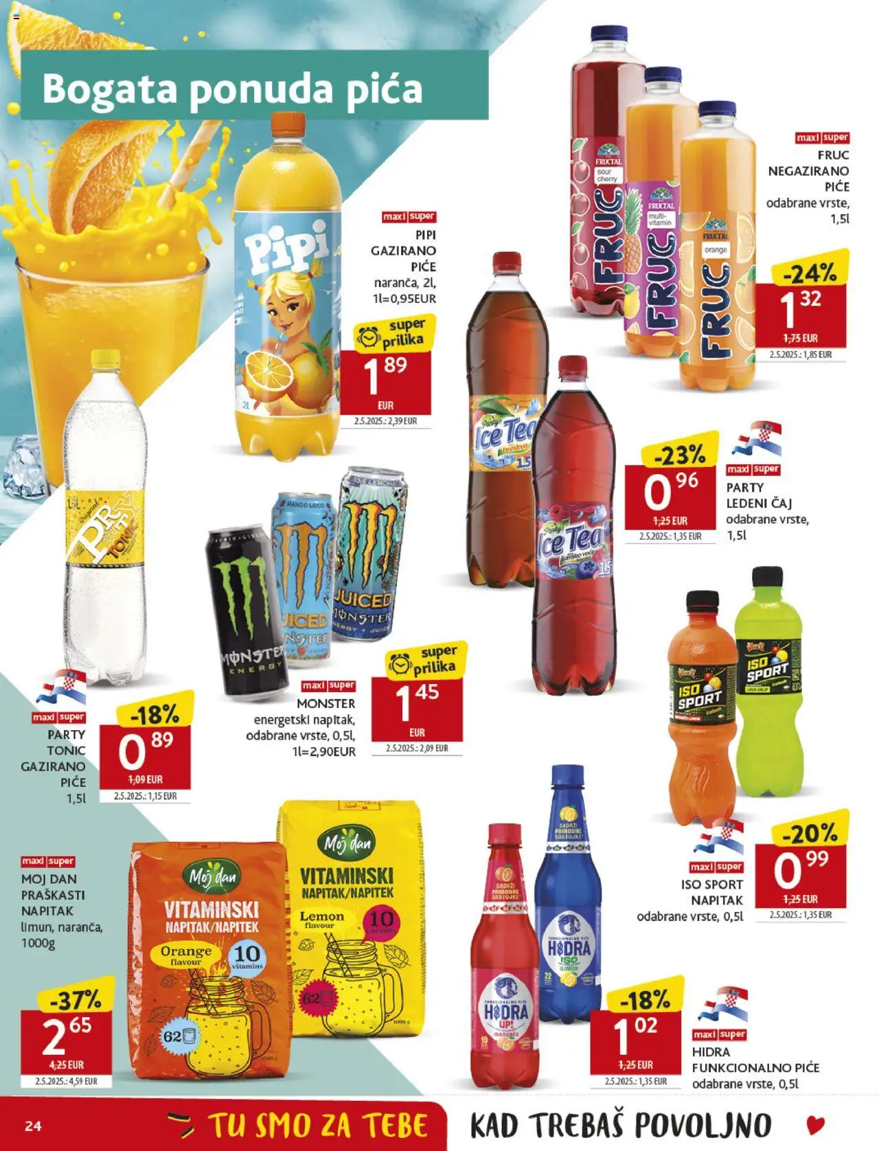 Konzum HR akciós ujság - amely érvényes a következő dátumtól: 13.08.2025 | Oldal: 24 | Termékek: Tonic, Tea, Mangó