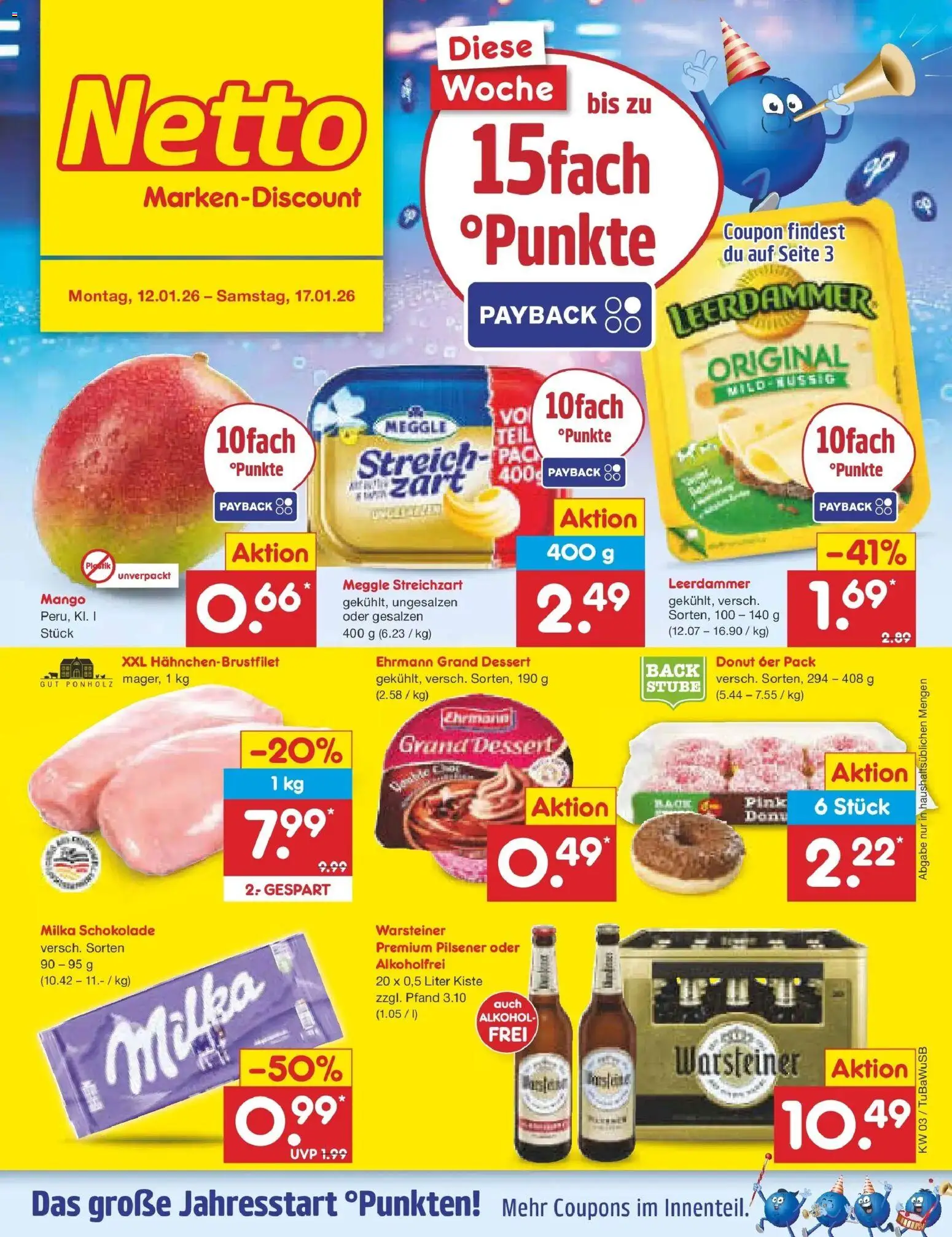 Netto Marken-Discount prospekt Lahr-Langenwinkel	 – gültig ab 12.01.2026 | Seite: 1 | Produkte: Schokolade, Milka schokolade, Milka, Leerdammer