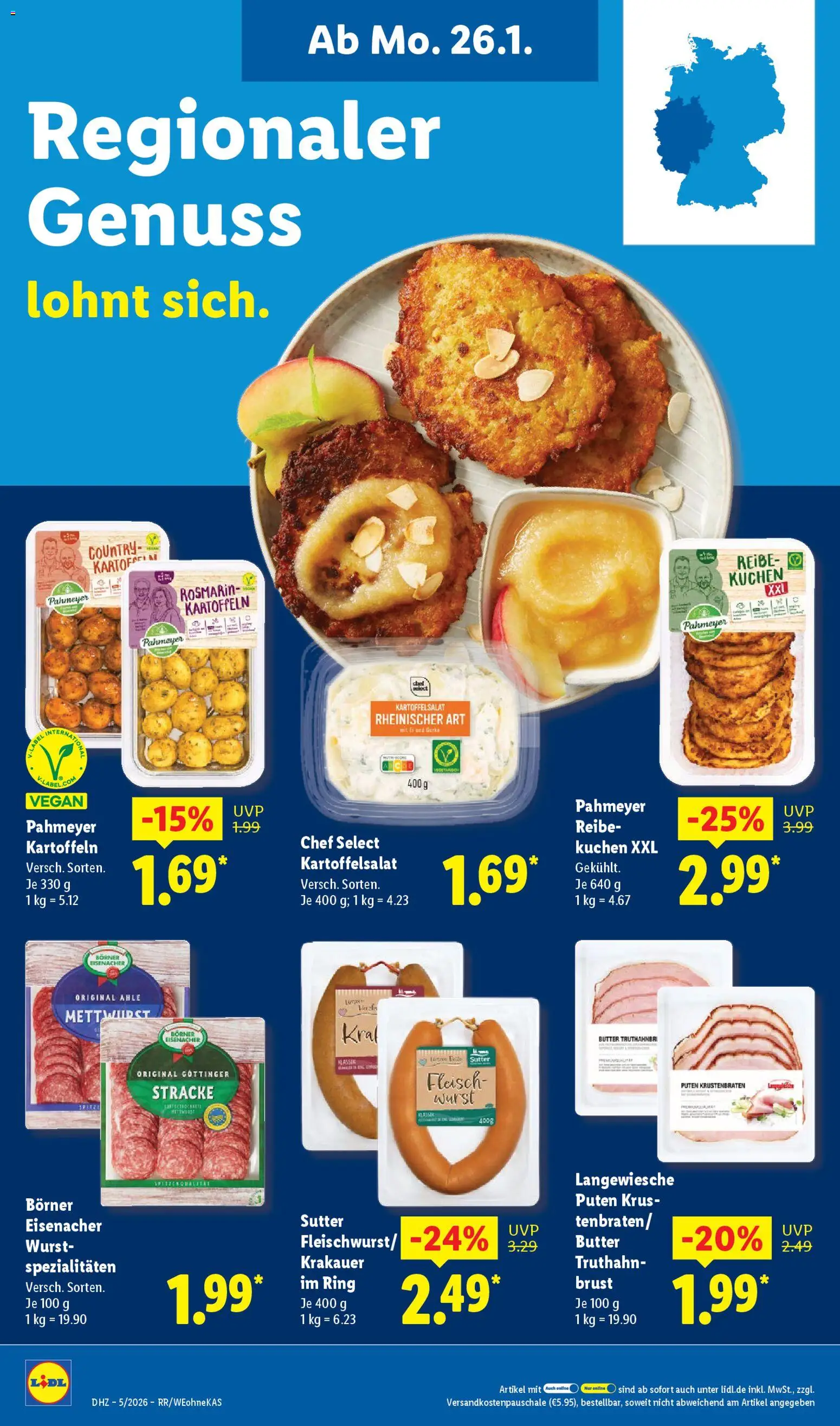 Lidl Prospekt Bestwig – gültig ab 26.01.2026 | Seite: 16 | Produkte: Butter, Krustenbraten, Kartoffeln, Wurst