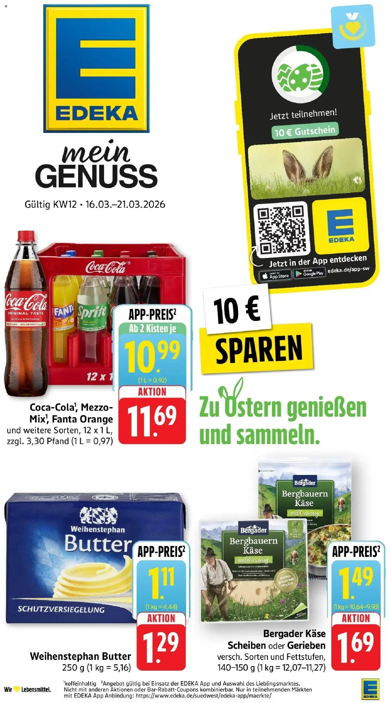 Angebote – gültig ab 16.03.2026 | Seite: 1 | Produkte: Fanta, Butter, Käse, Weihenstephan butter